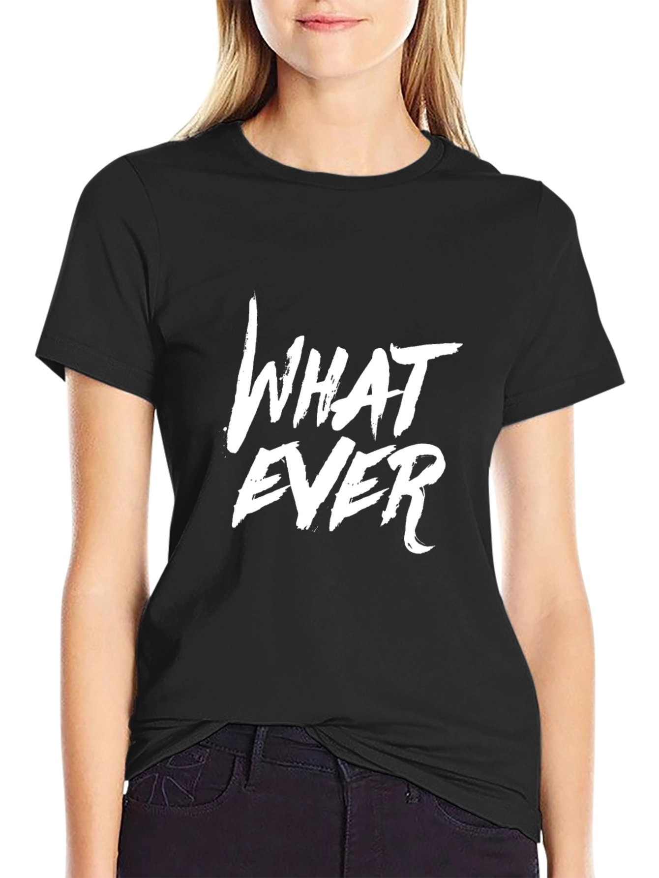 Whatever Graphic Print Black T-Shirt