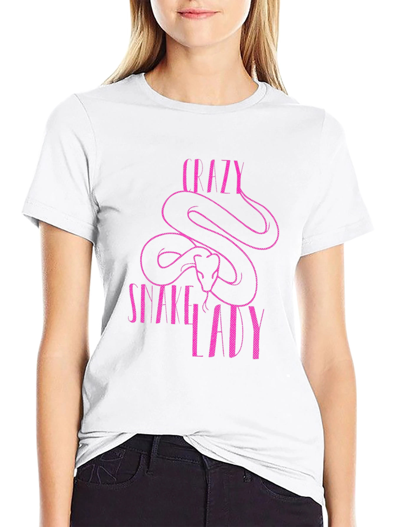 Crazy Snake Lady Graphic T-Shirt - Black