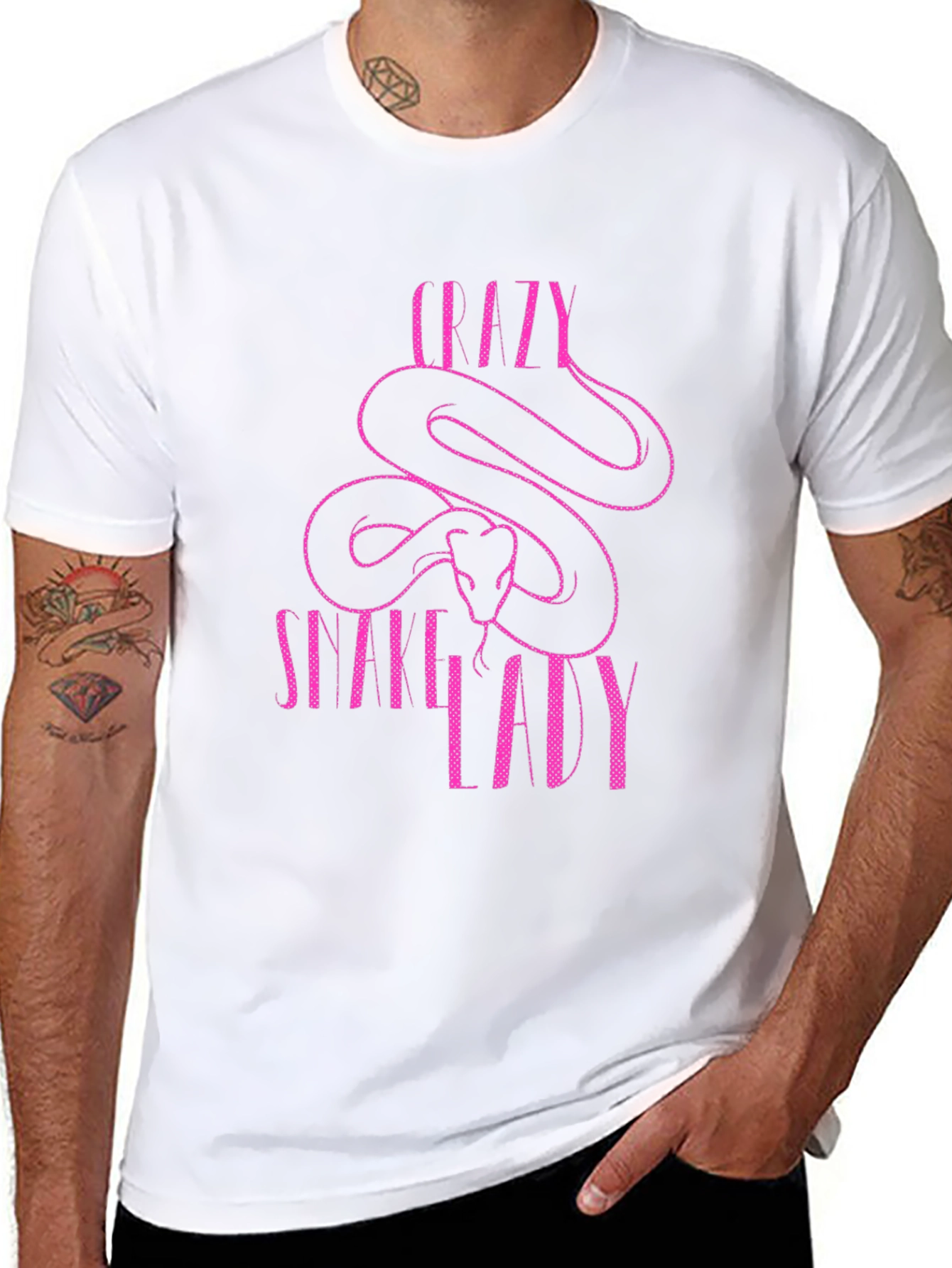 Crazy Snake Lady Graphic T-Shirt - Black