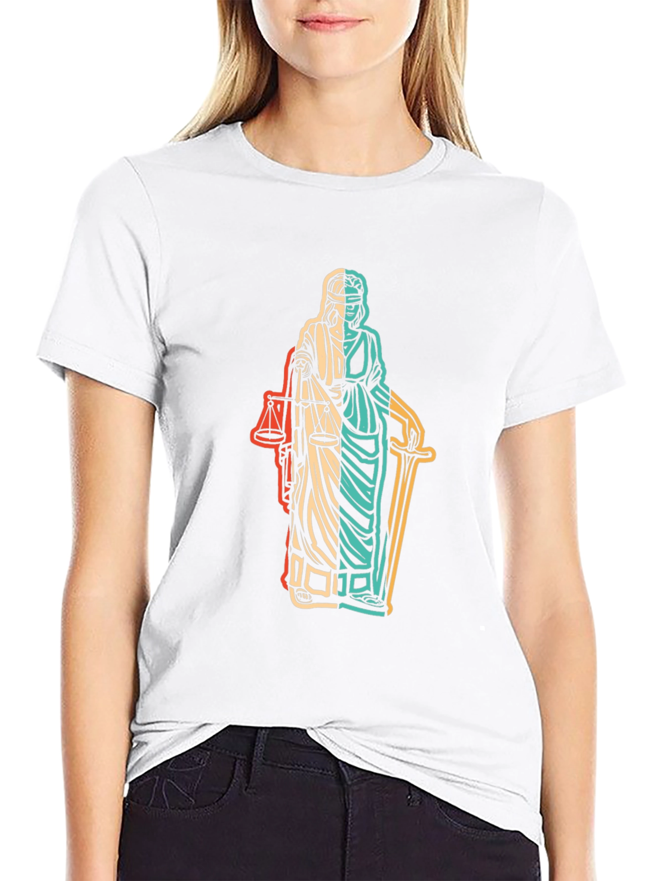 Lawyer Justice Statue Graphic Black T-Shirt