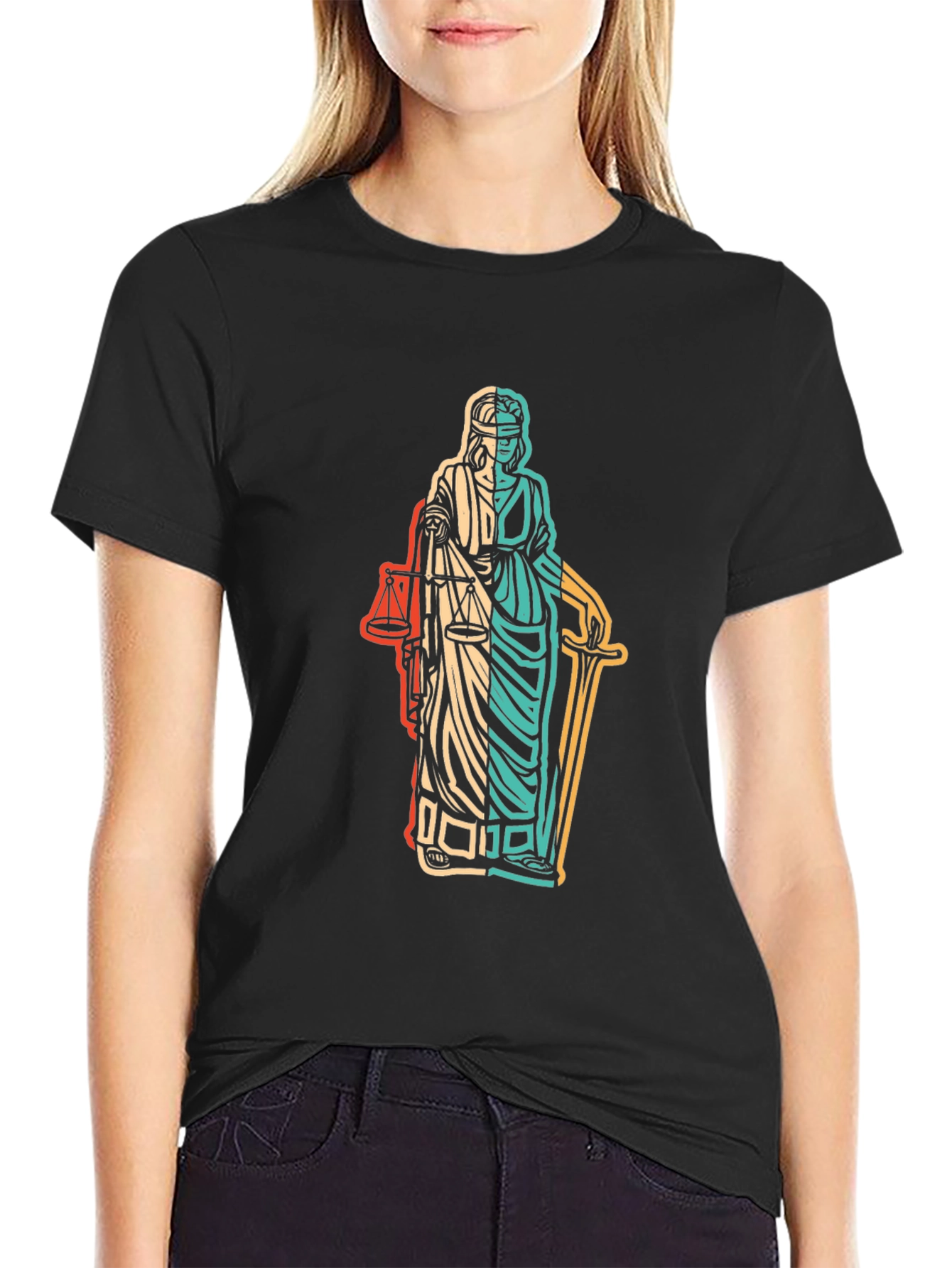 Lawyer Justice Statue Graphic Black T-Shirt