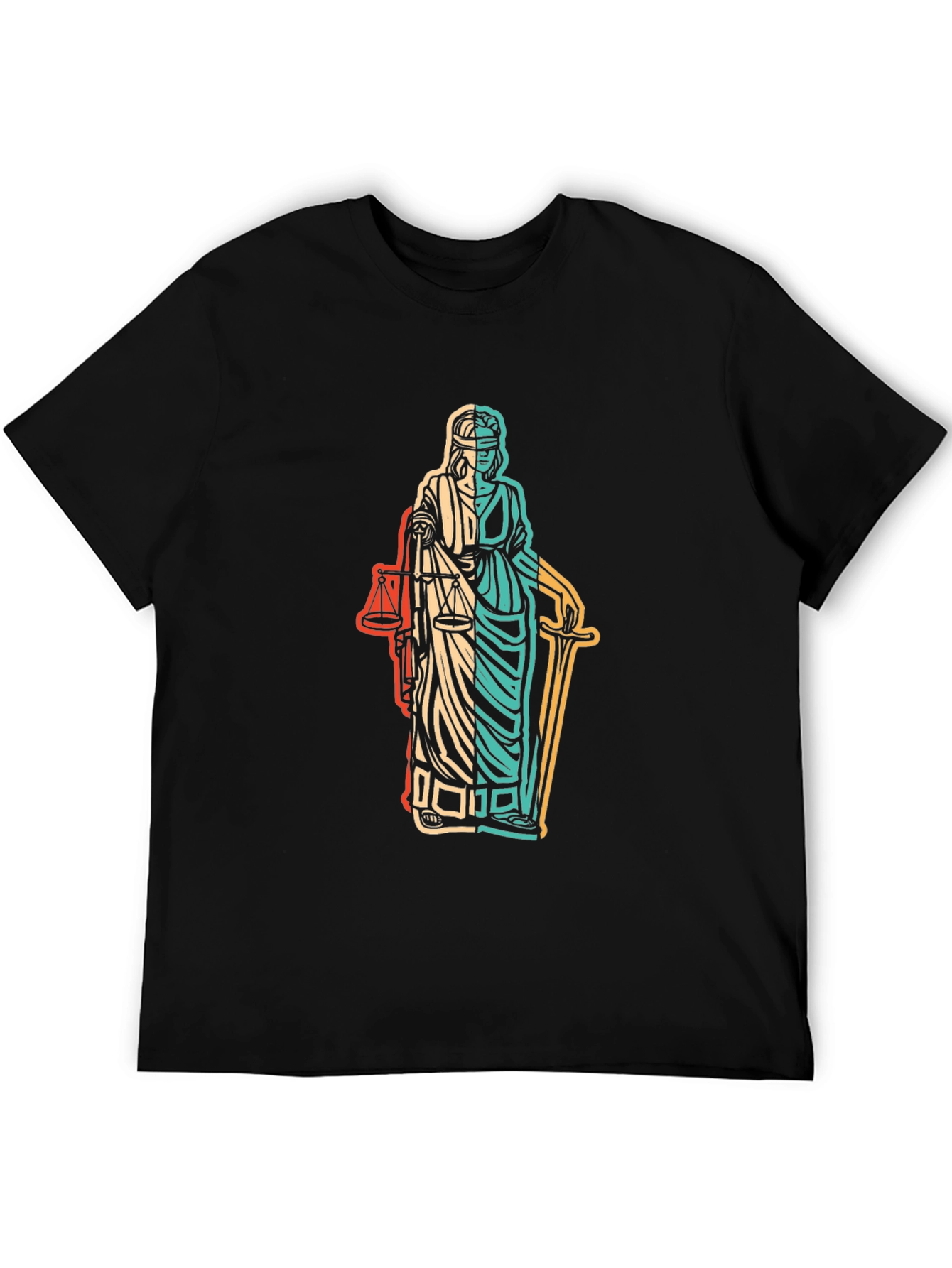 Lawyer Justice Statue Graphic Black T-Shirt