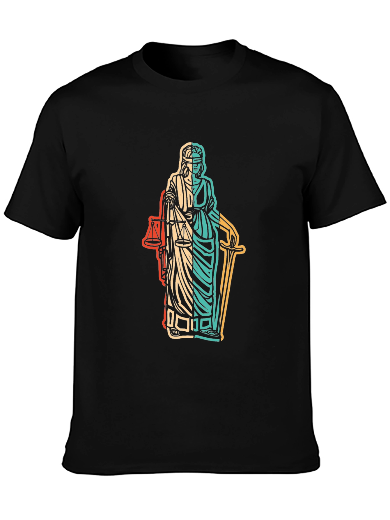 Lawyer Justice Statue Graphic Black T-Shirt