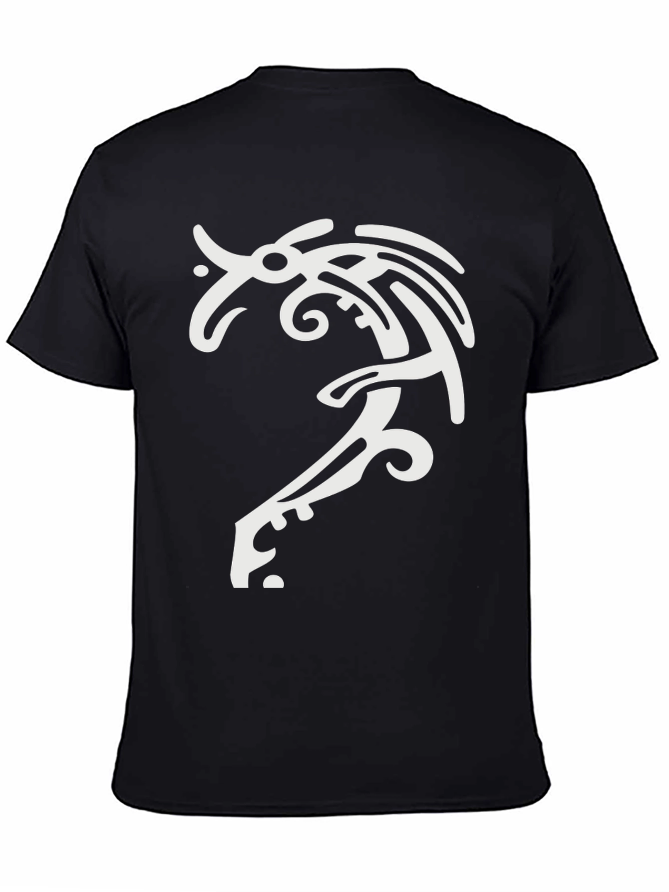 Tribal Dragon Graphic Tee - Black Cotton T-Shirt