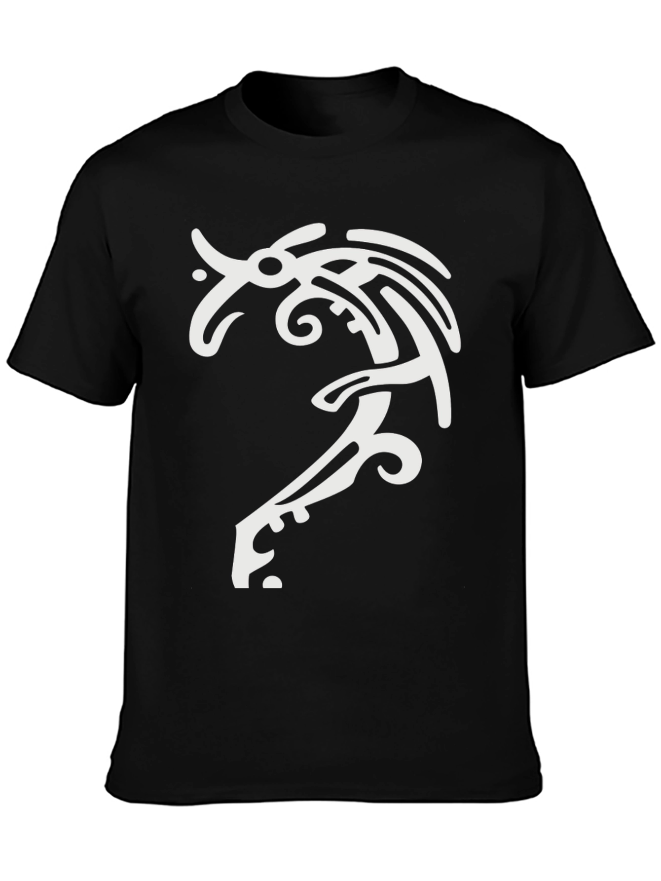 Tribal Dragon Graphic Tee - Black Cotton T-Shirt
