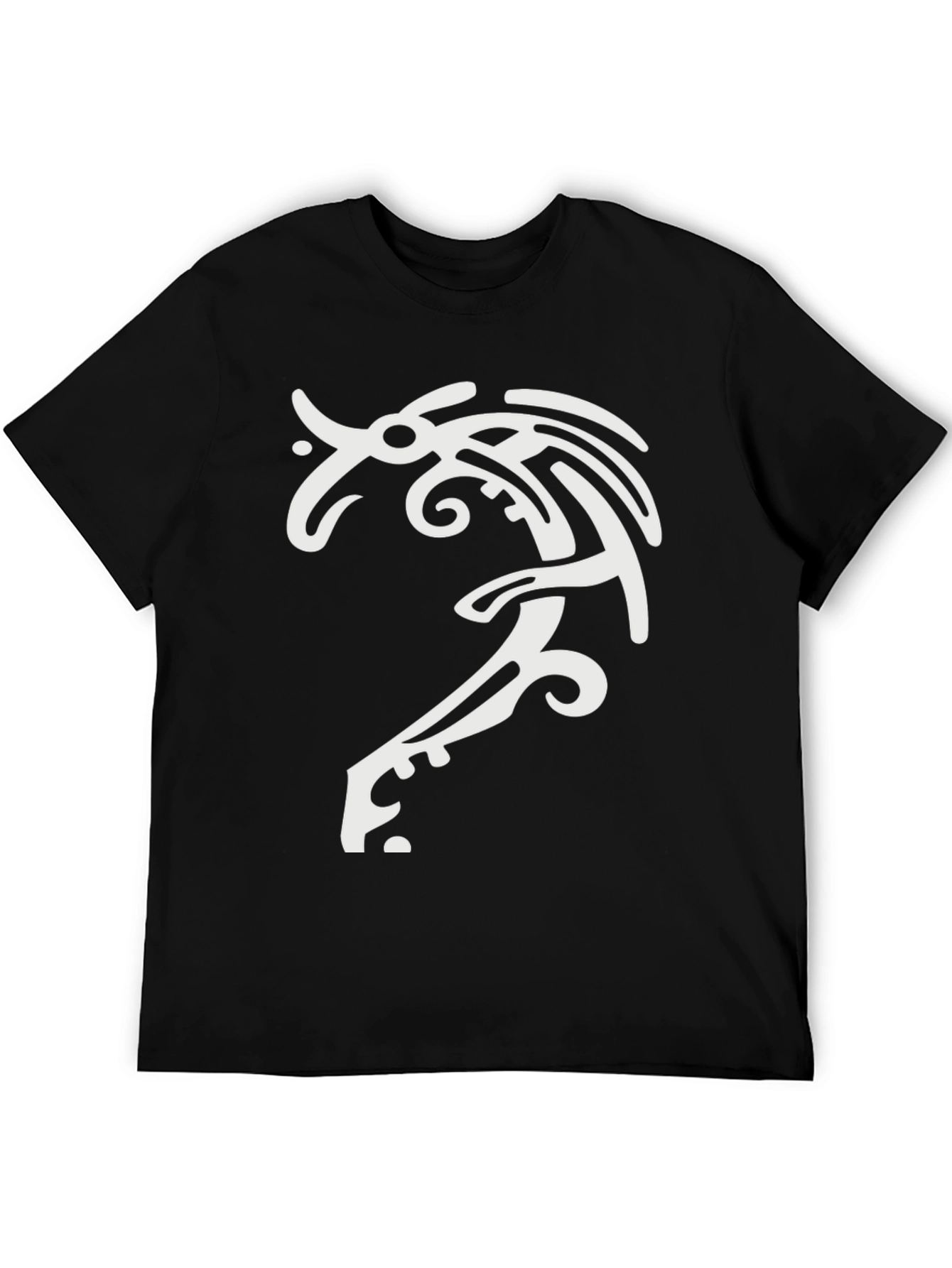 Tribal Dragon Graphic Tee - Black Cotton T-Shirt