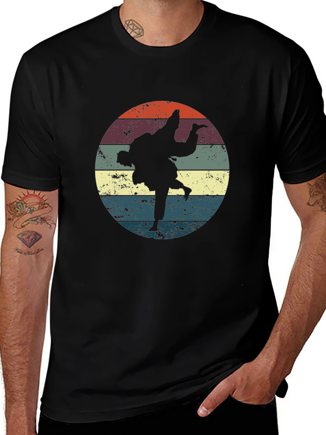 Retro Judo Throw Black T-Shirt