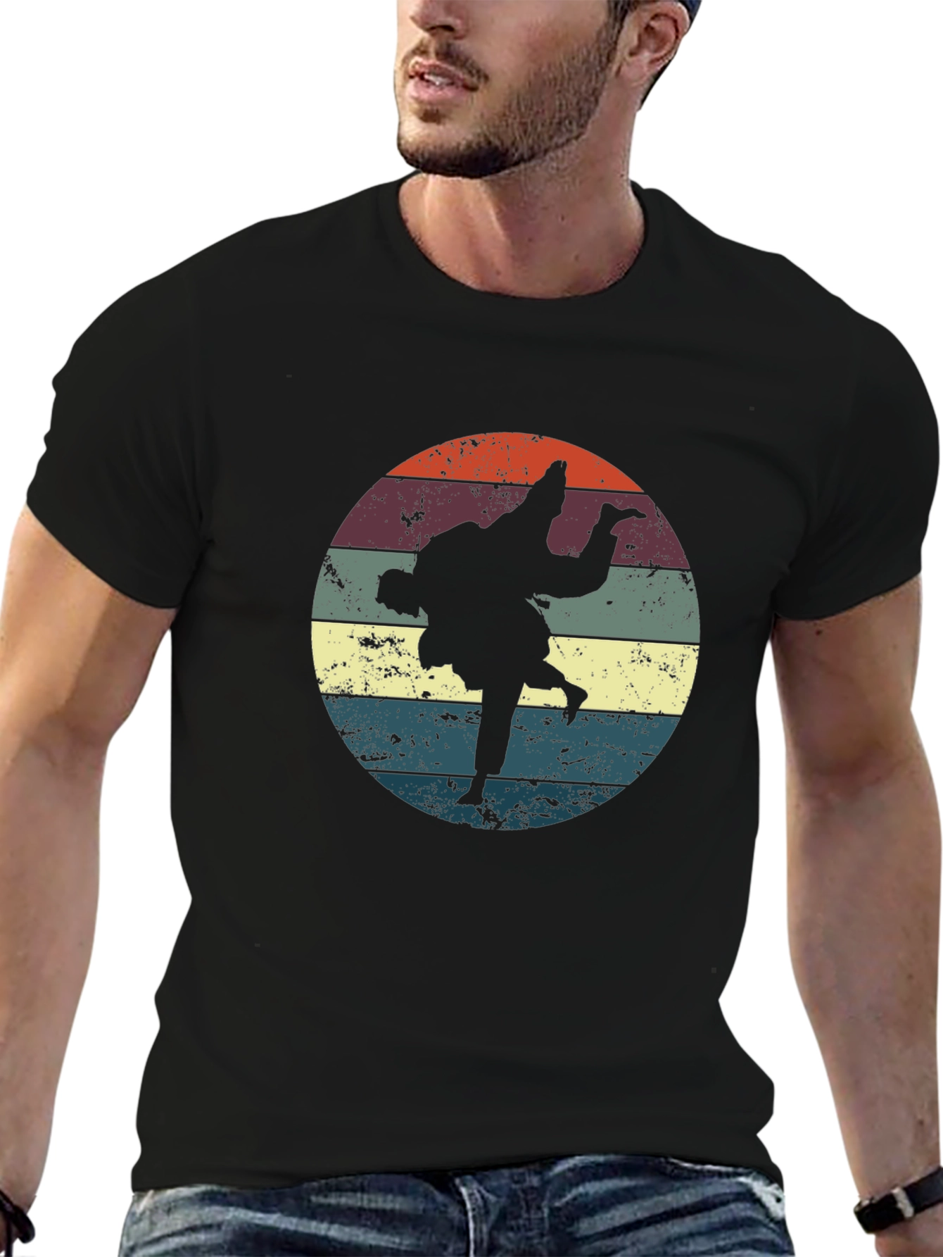 Retro Judo Throw Black T-Shirt