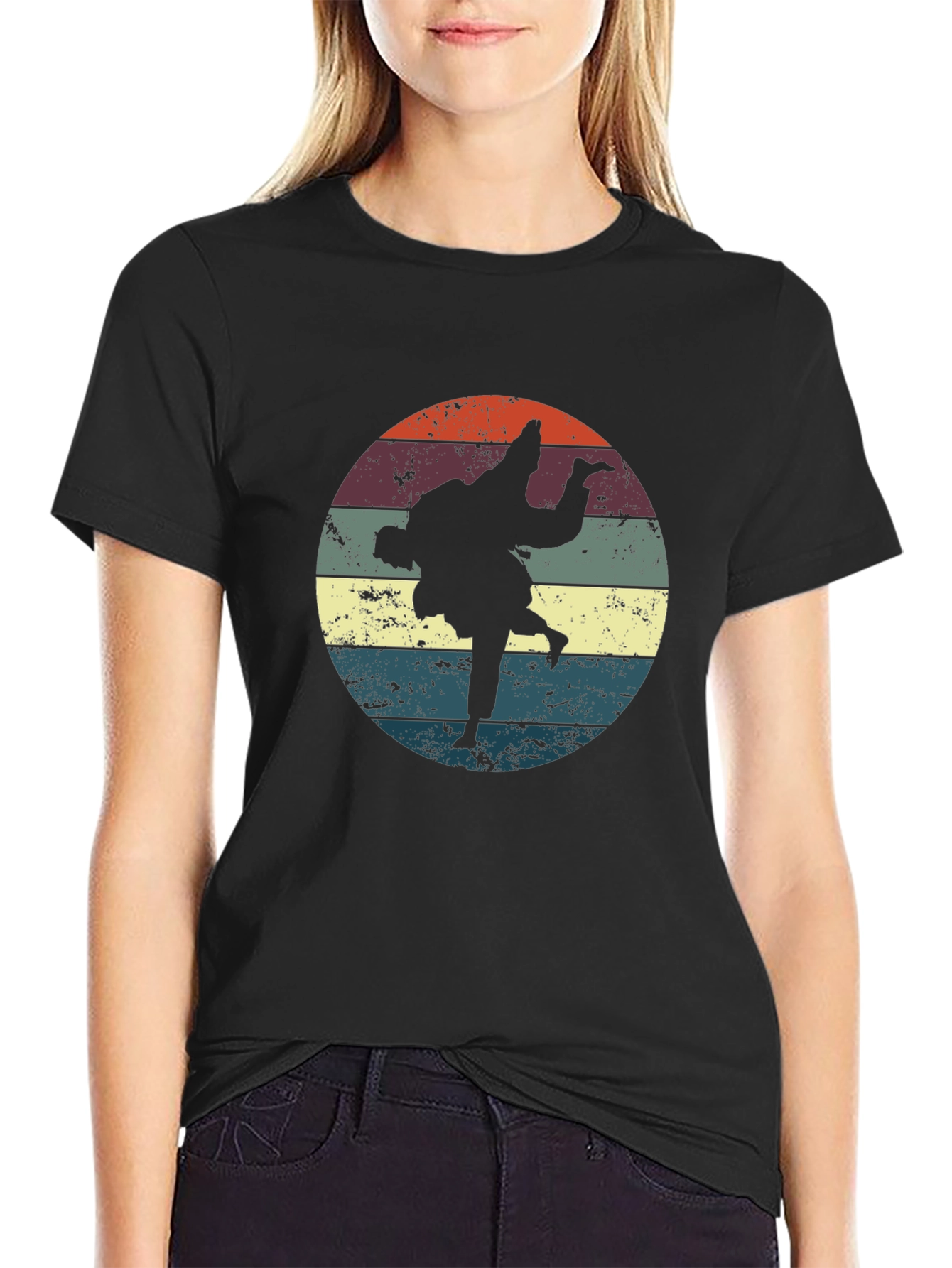 Retro Judo Throw Black T-Shirt