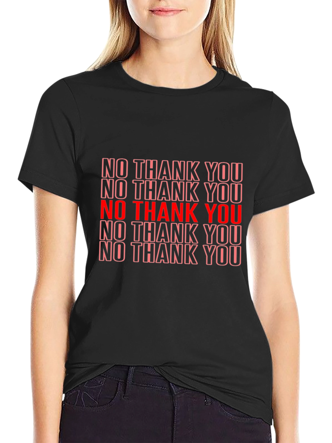 No Thank You Graphic Black T-Shirt