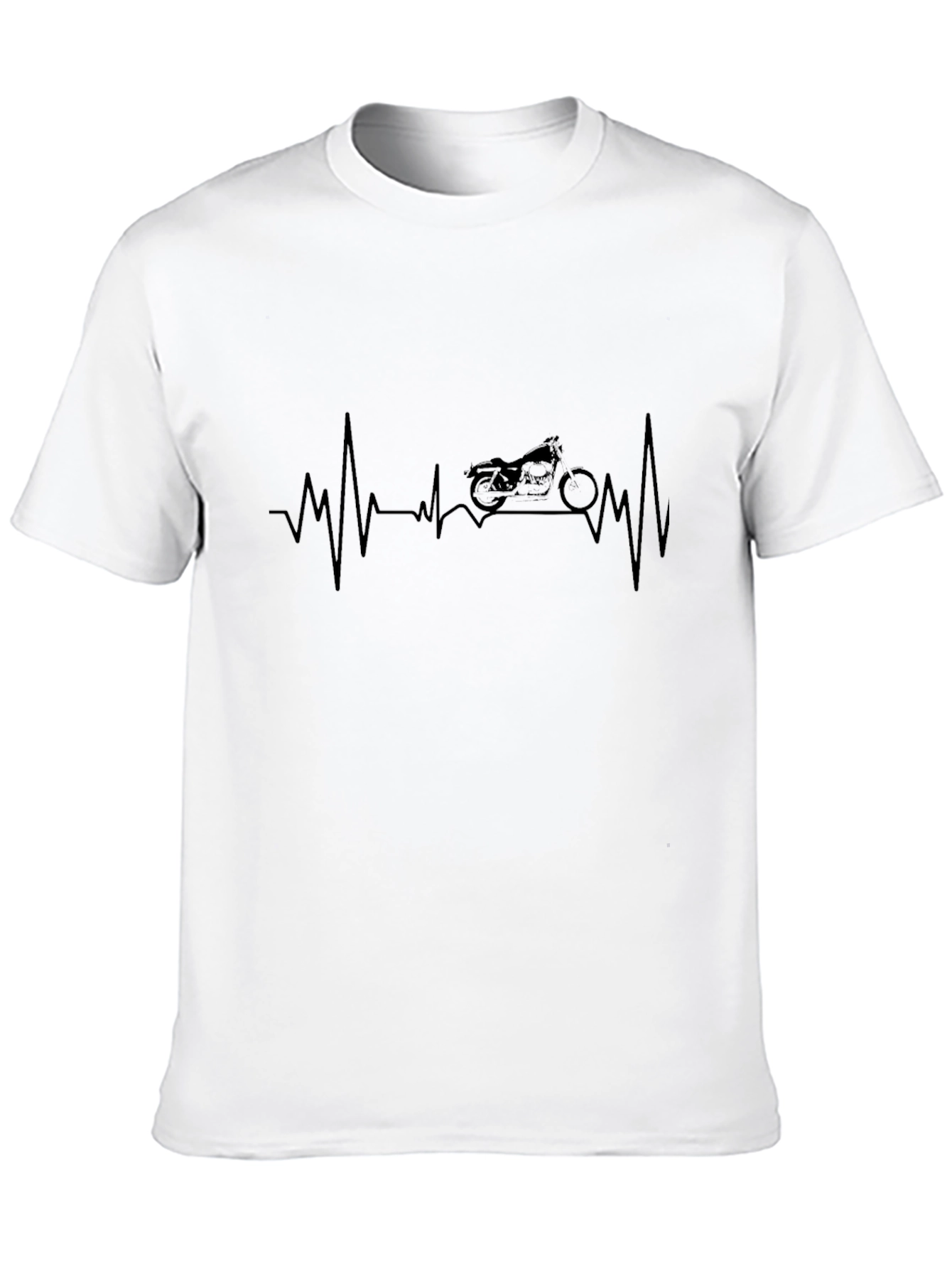Motorcycle Heartbeat Graphic Tee - Black
