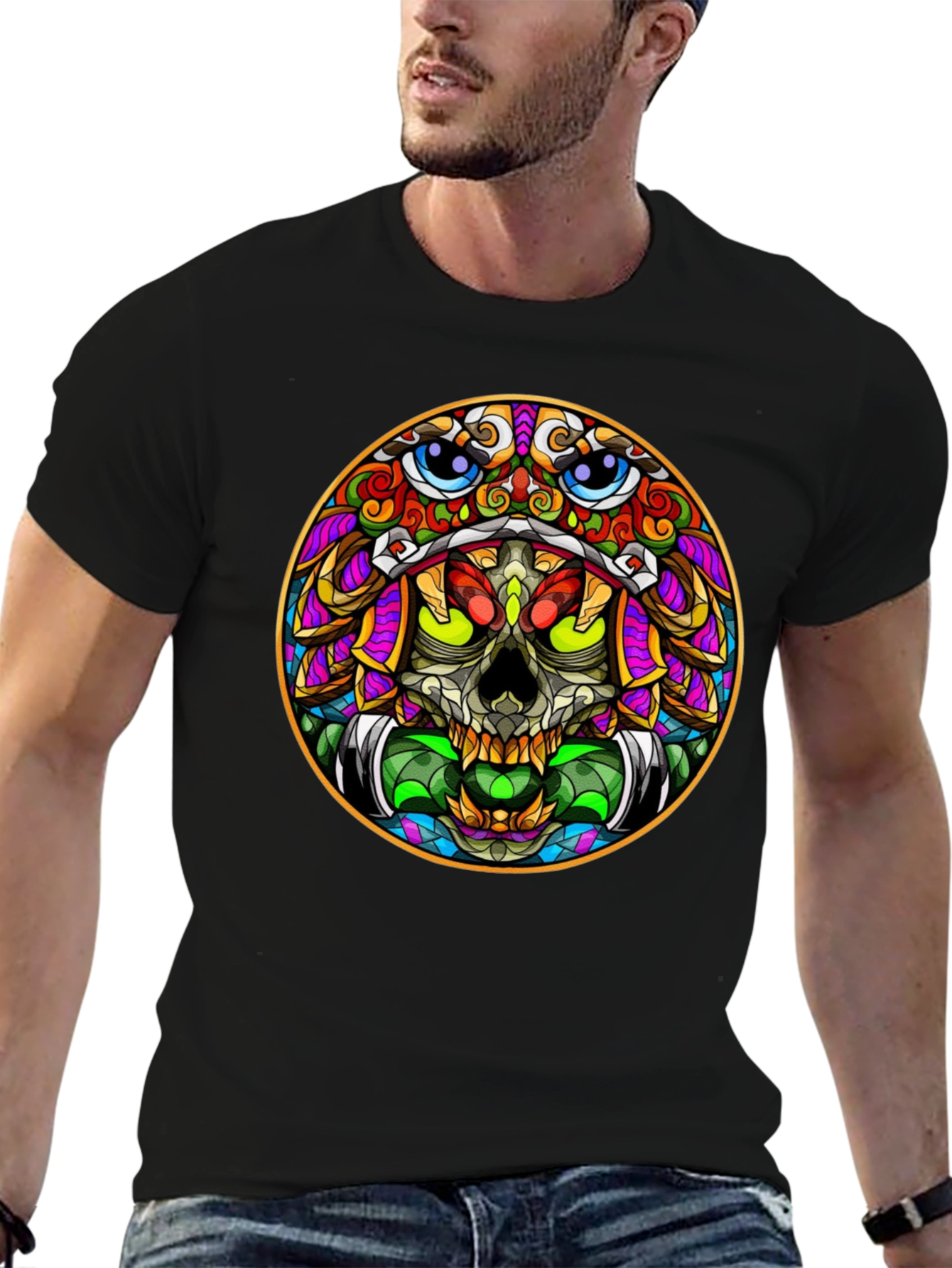 Colorful Skull Graphic T-Shirt