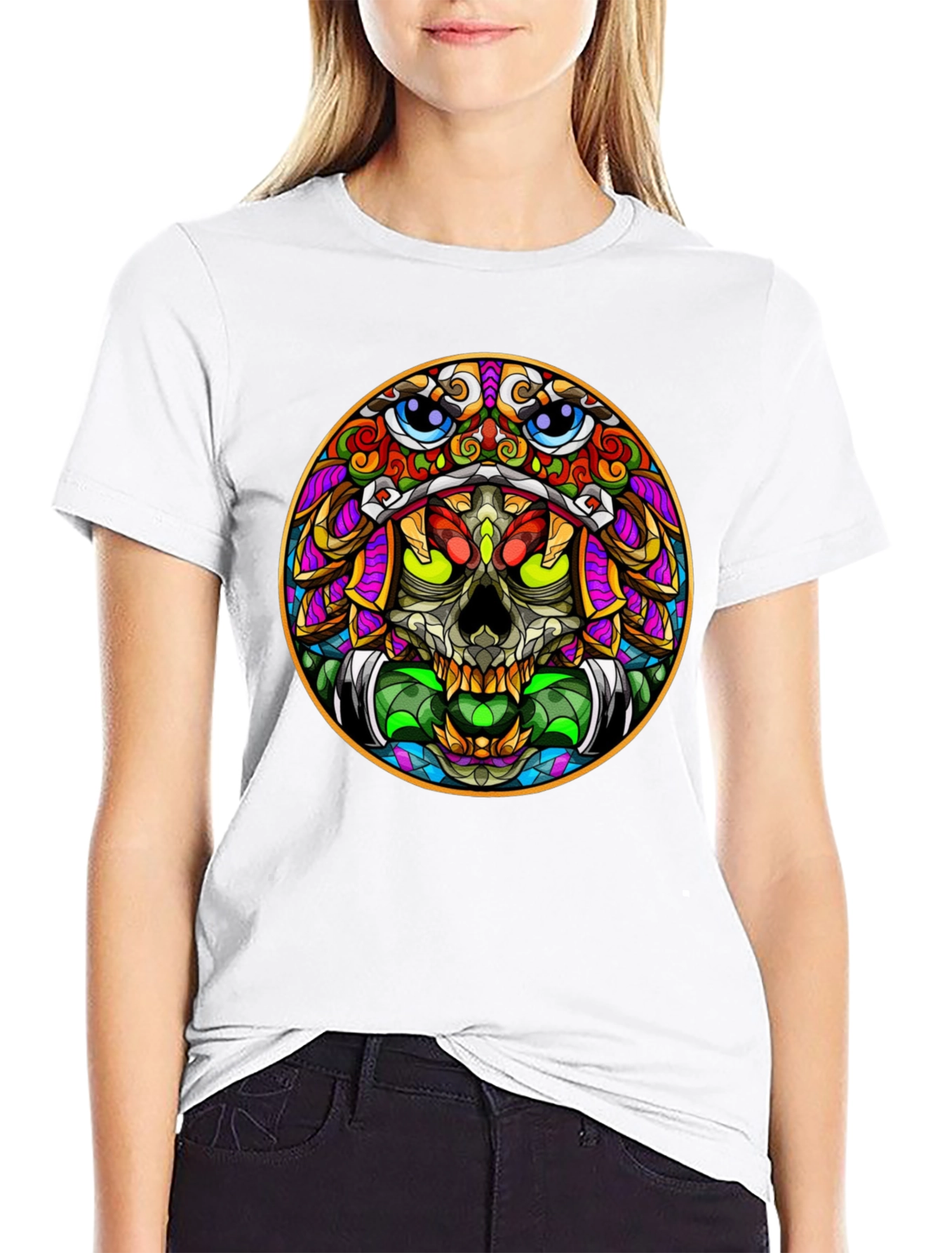 Colorful Skull Graphic T-Shirt