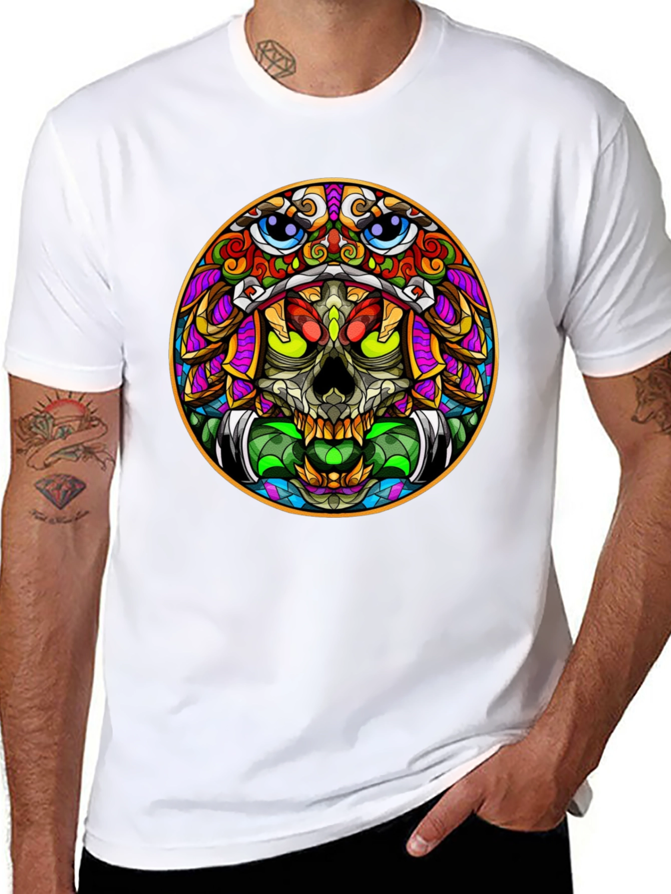 Colorful Skull Graphic T-Shirt