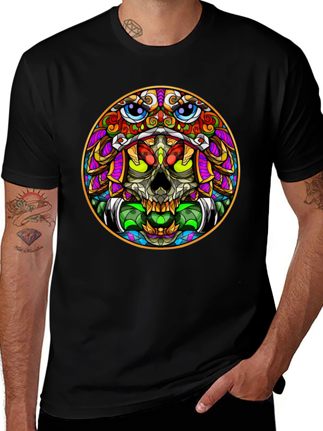 Colorful Skull Graphic T-Shirt