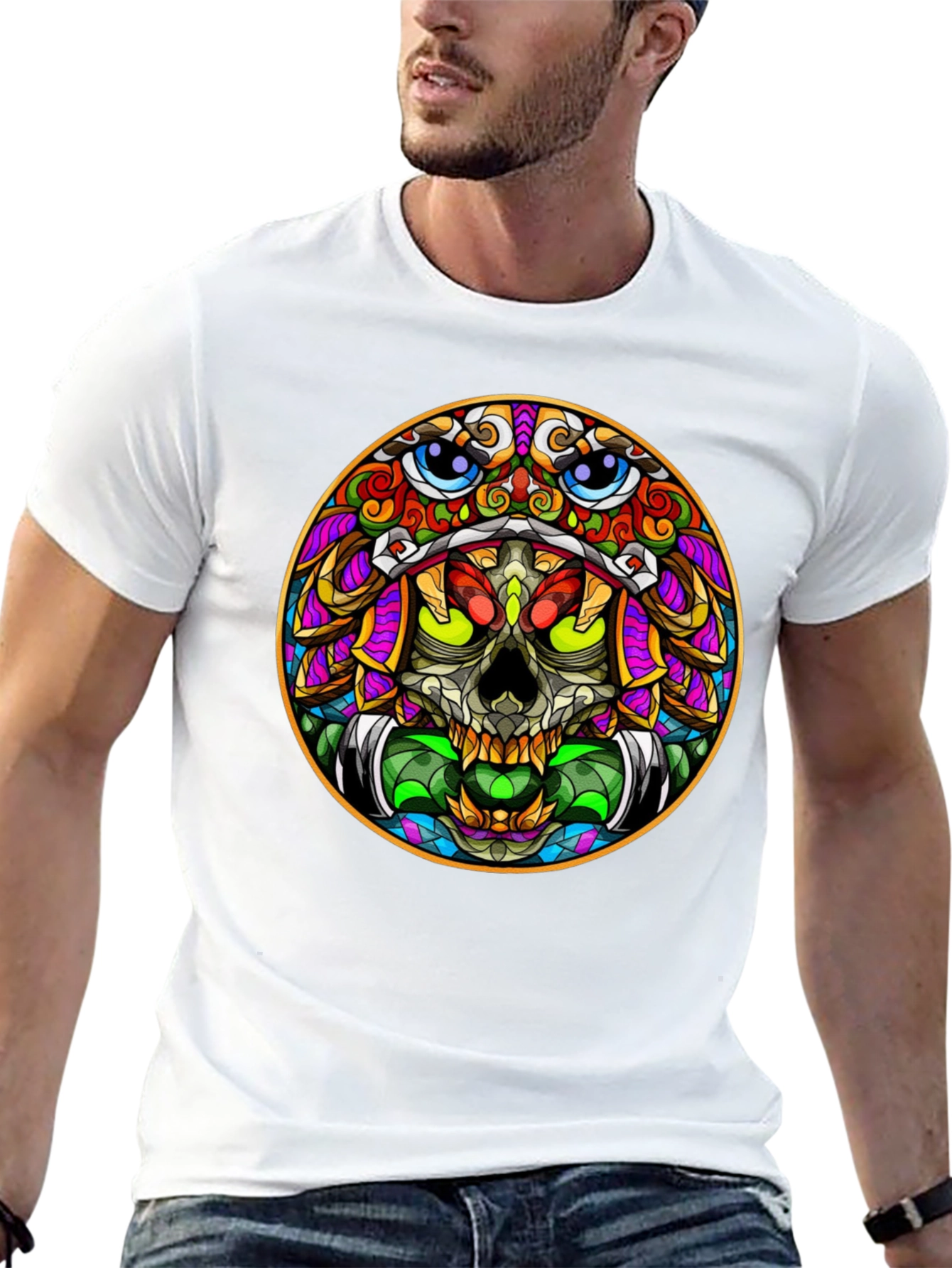 Colorful Skull Graphic T-Shirt