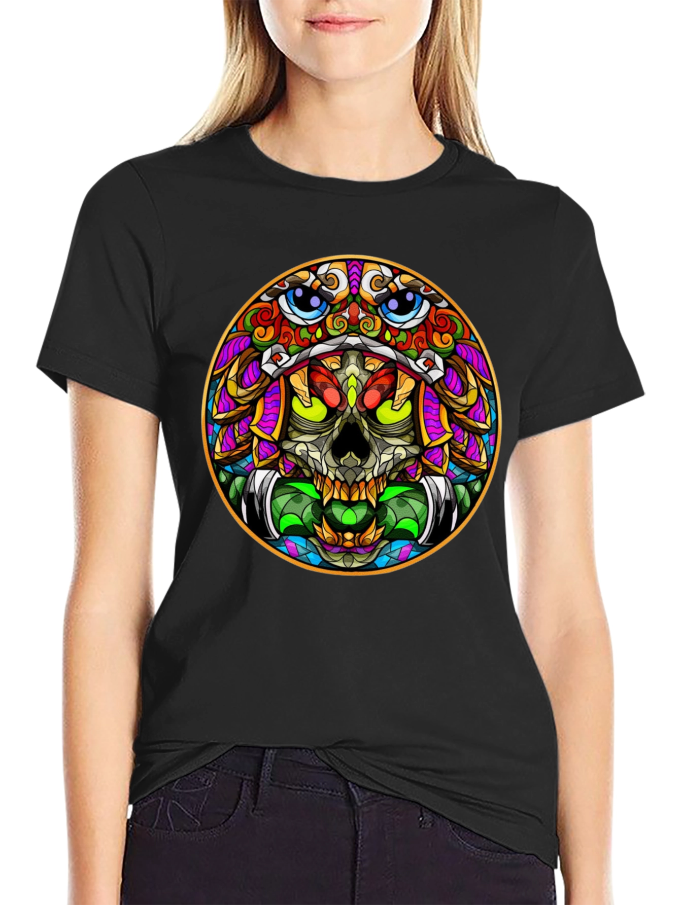 Colorful Skull Graphic T-Shirt