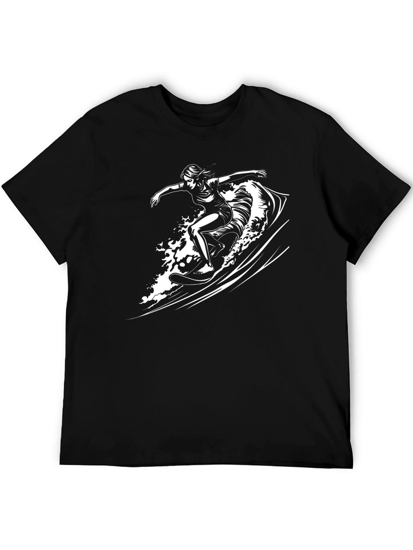 Surfer Girl Black T-Shirt - Cool Graphic Tee