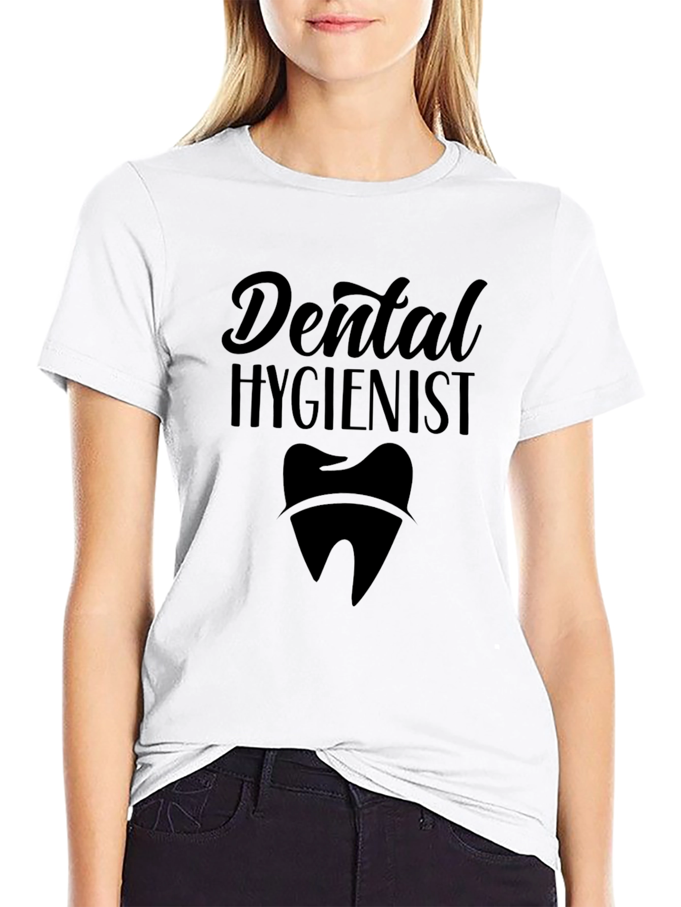 Dental Hygienist T-Shirt - Black Crew Neck Tee