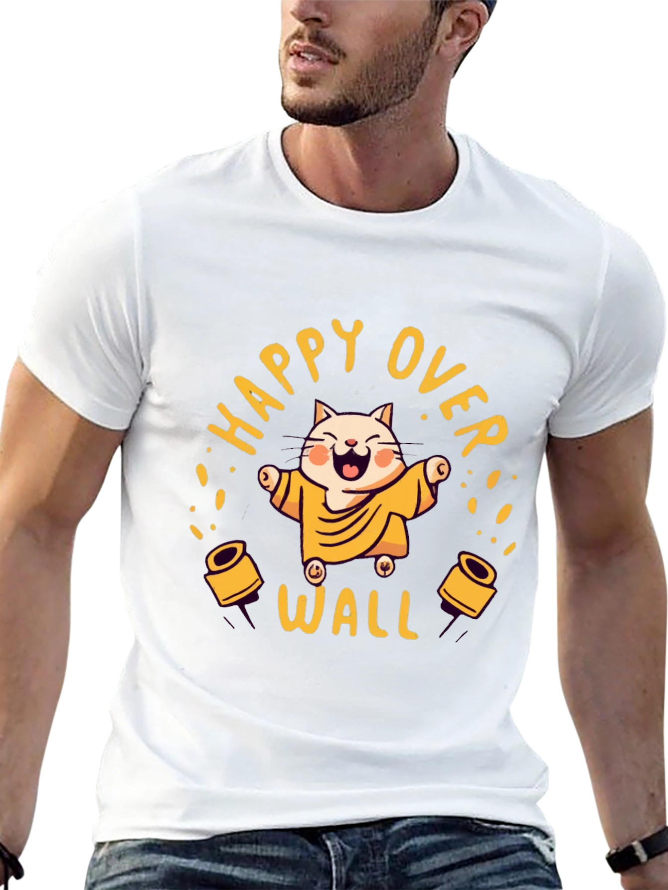 Happy Over Wall Graphic Tee - Black