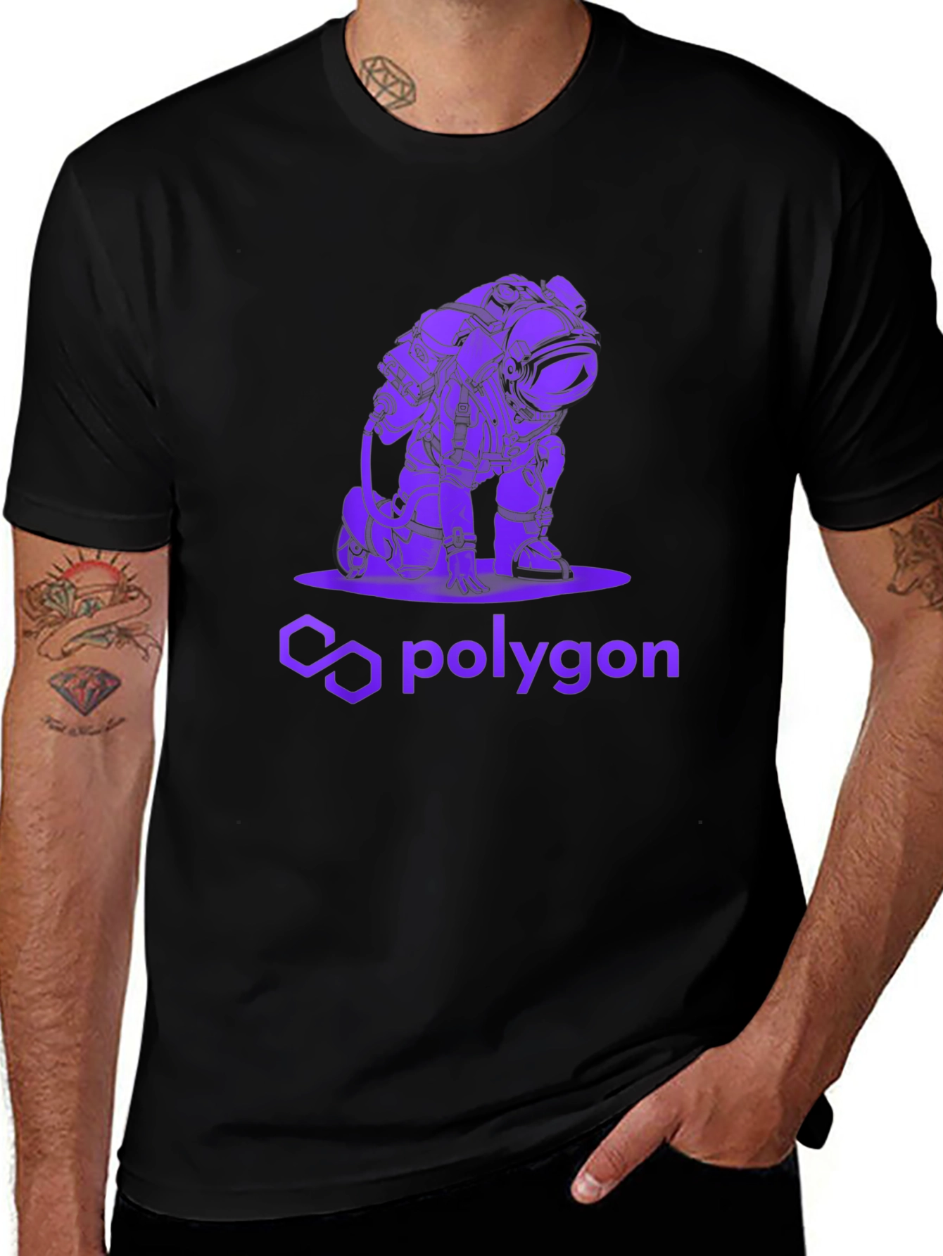 Polygon Astronaut Graphic Tee - Black