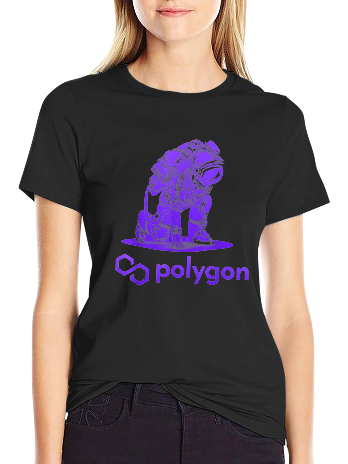 Polygon Astronaut Graphic Tee - Black