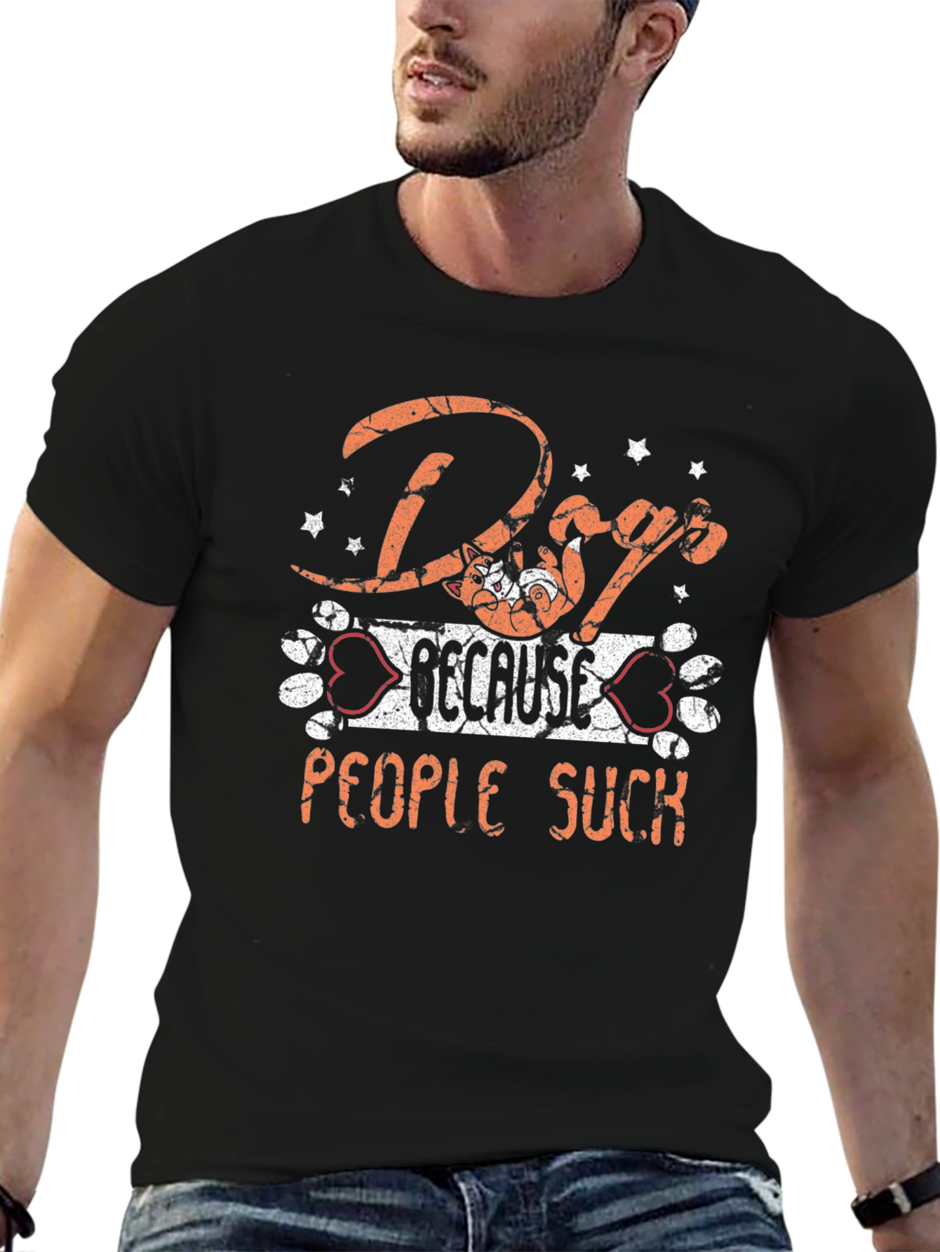 Dog Because People Suck Graphic T-Shirt