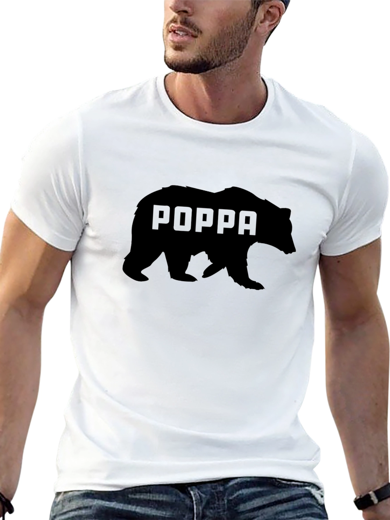Poppa Bear Graphic Black T-Shirt