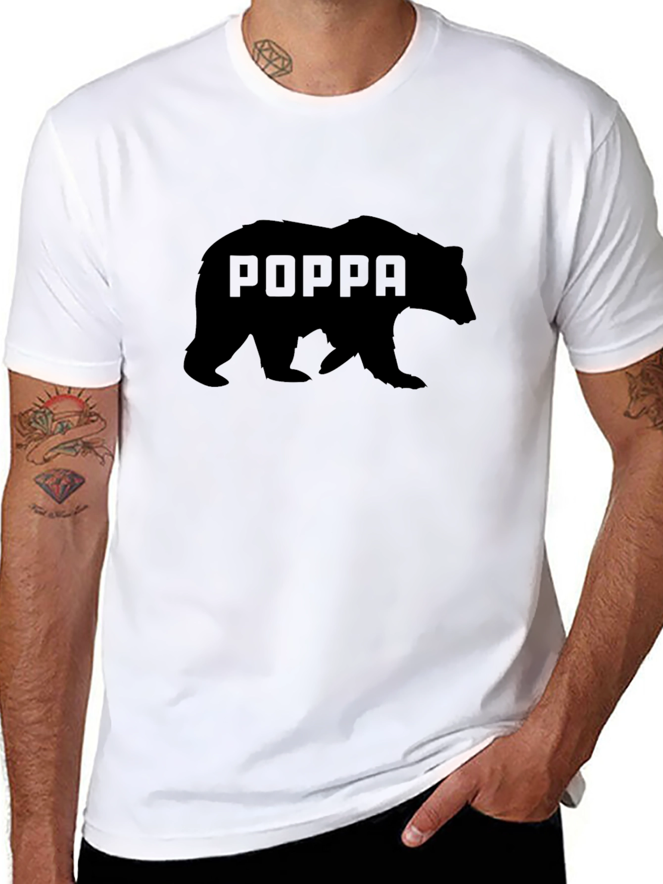 Poppa Bear Graphic Black T-Shirt