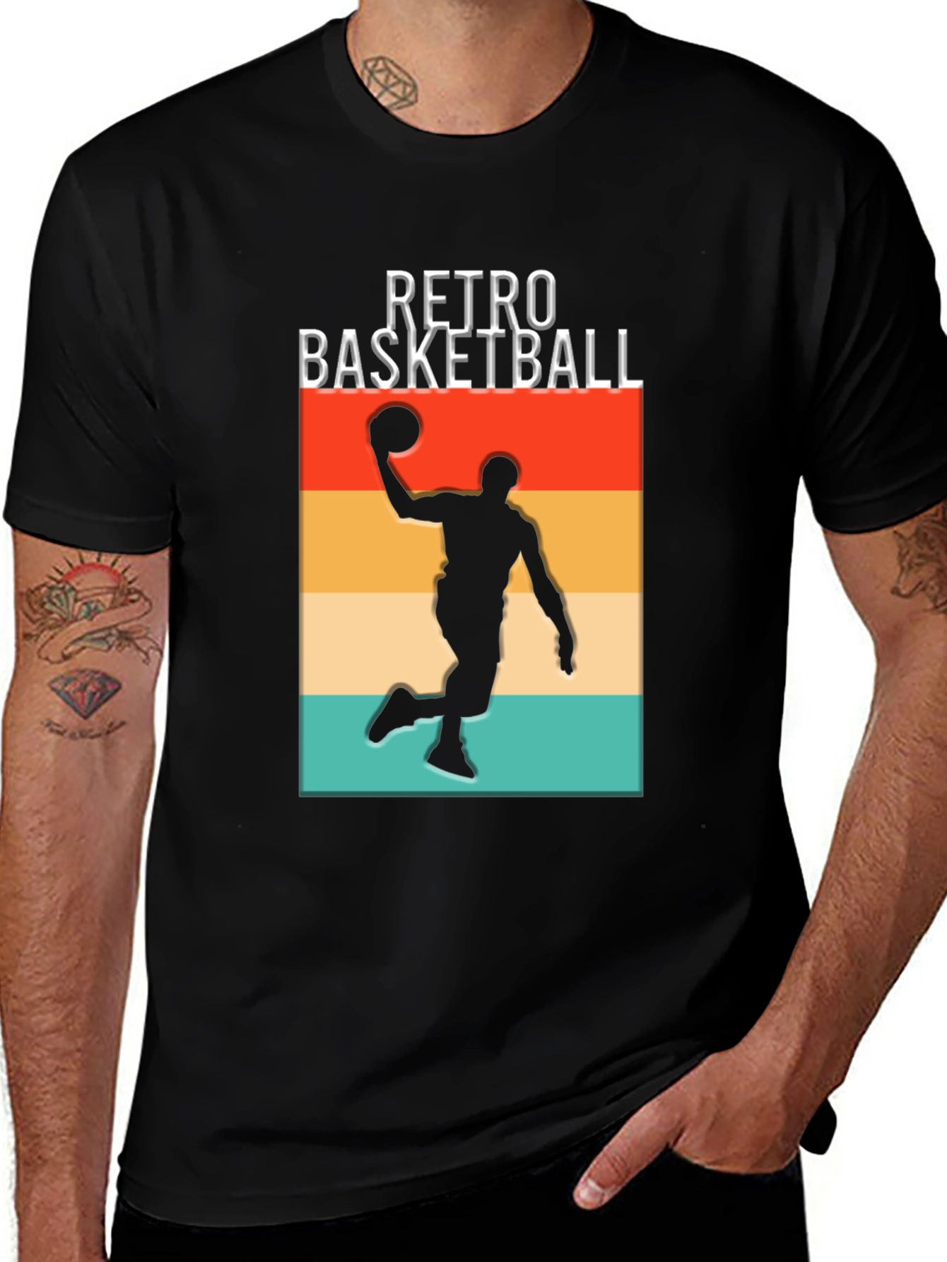 Retro Basketball Graphic T-Shirt - Black