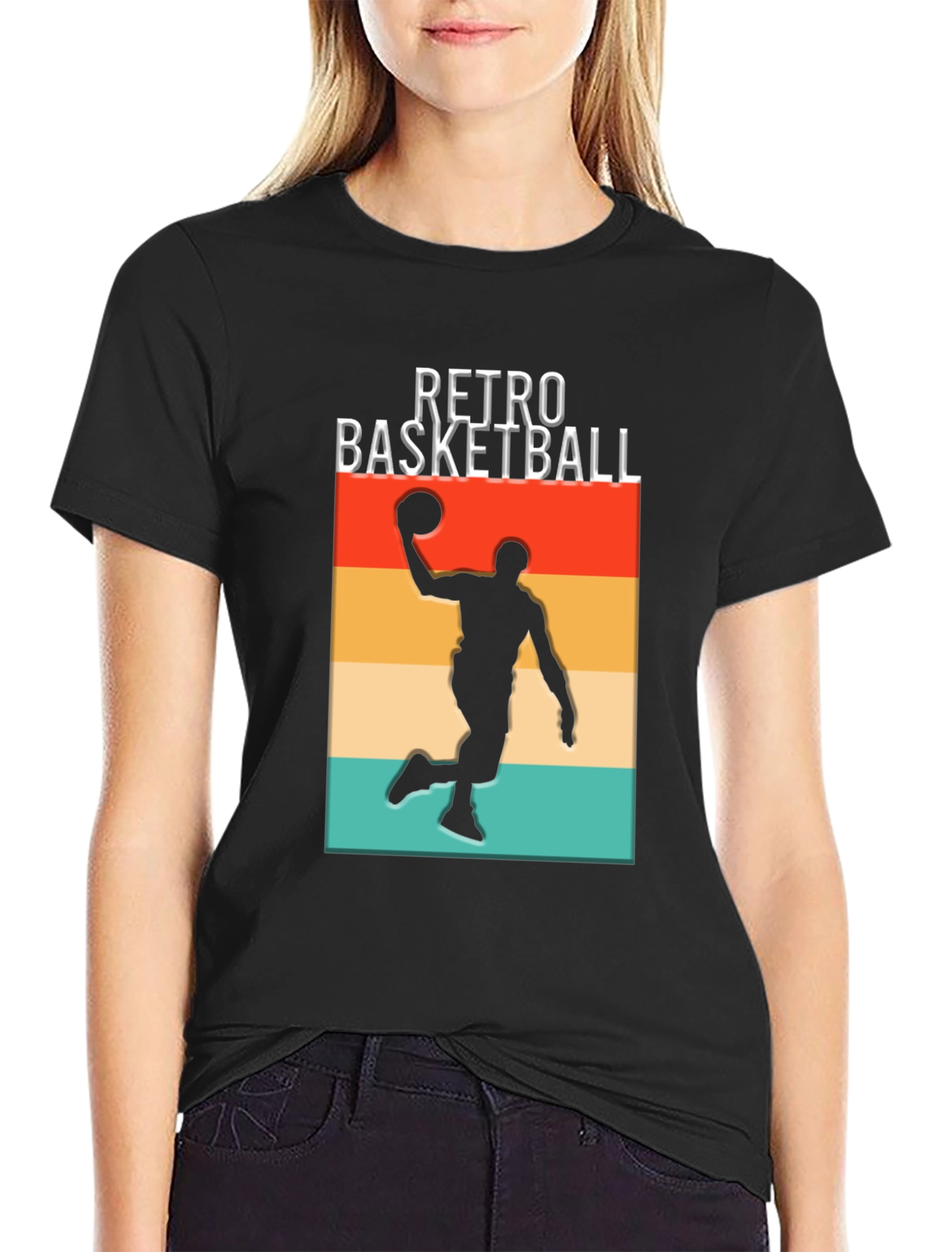 Retro Basketball Graphic T-Shirt - Black