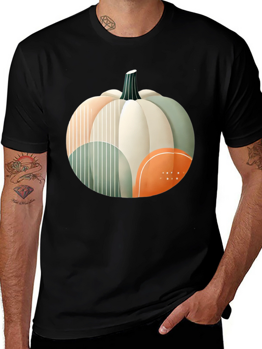 Abstract Pumpkin Graphic T-Shirt - Modern Fall Apparel