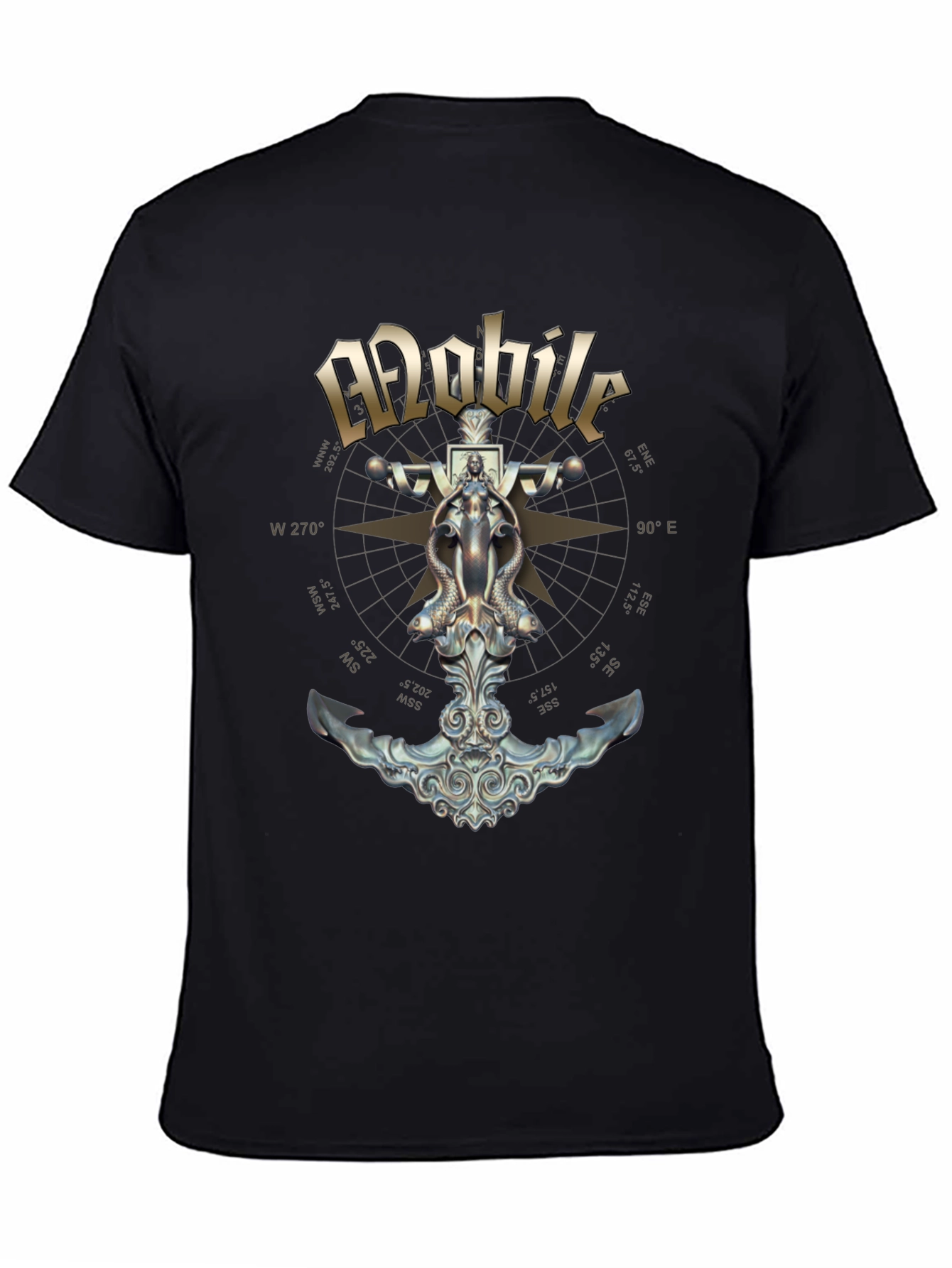 Mobile Anchor Compass Black T-Shirt
