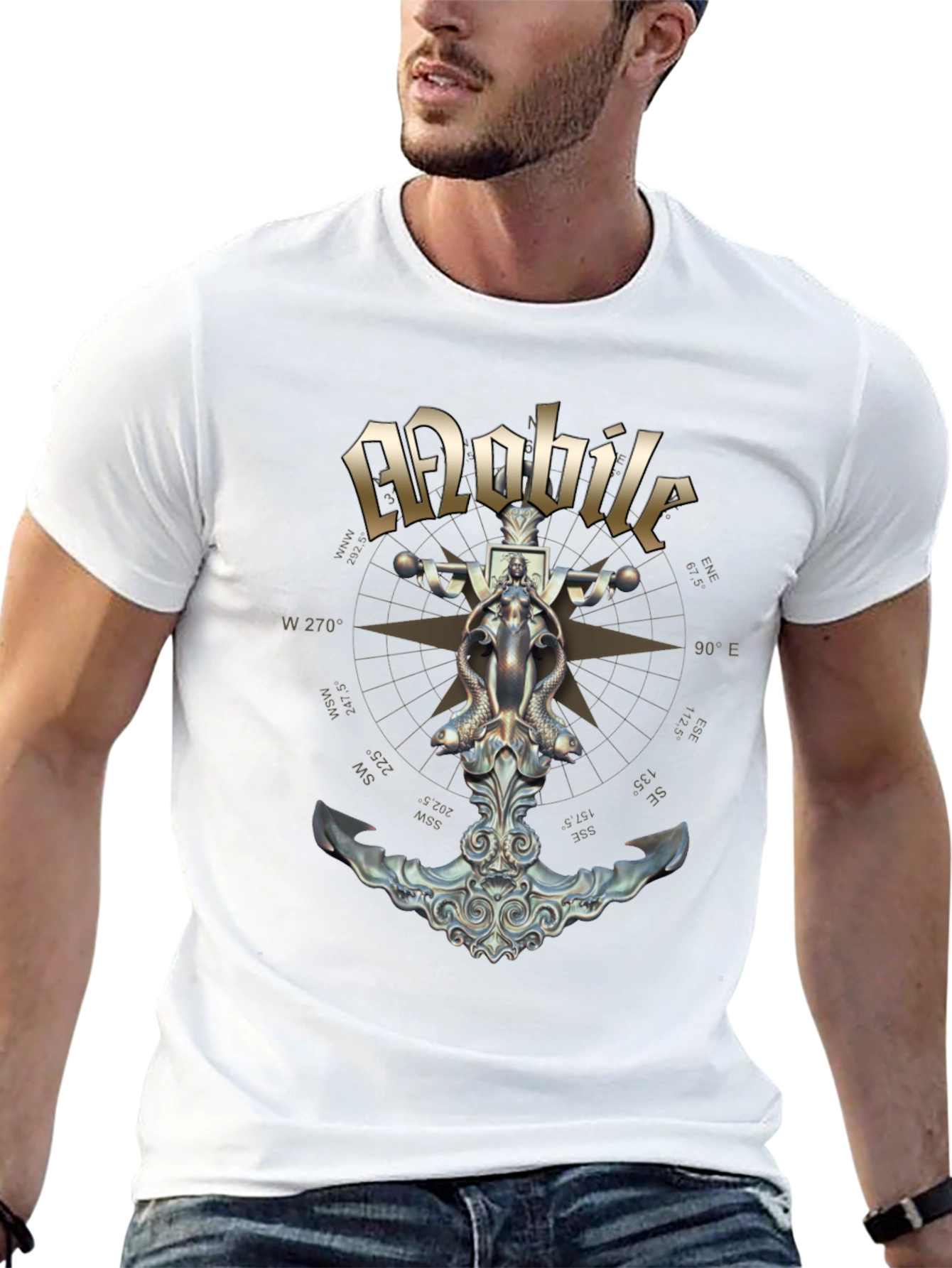 Mobile Anchor Compass Black T-Shirt