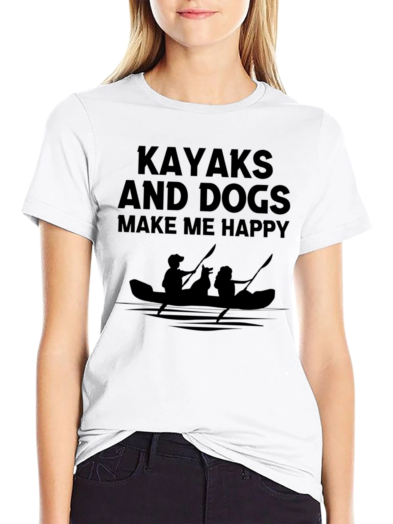 Kayaks and Dogs Graphic T-Shirt - Black