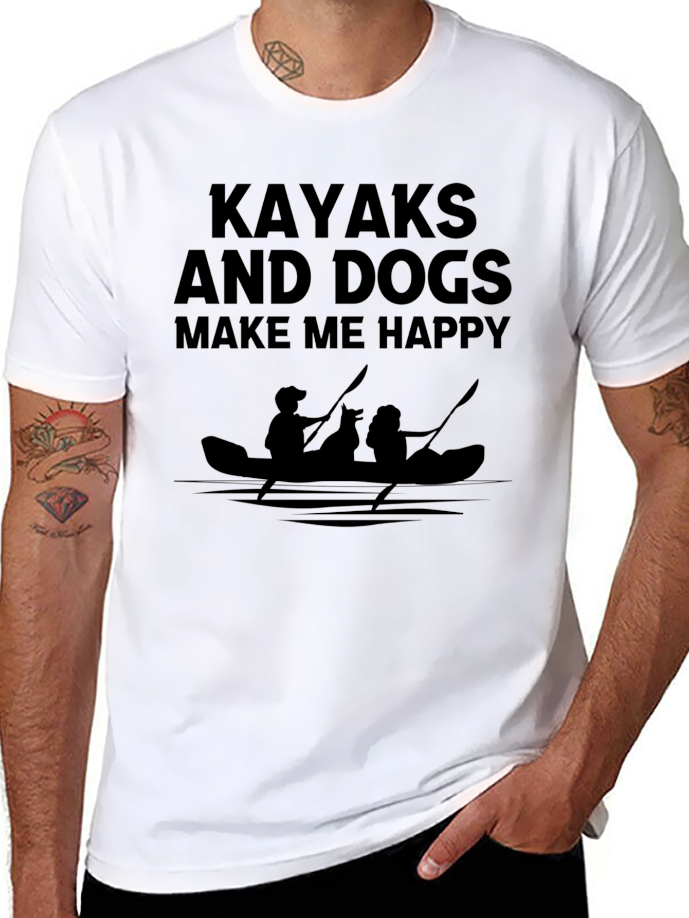 Kayaks and Dogs Graphic T-Shirt - Black