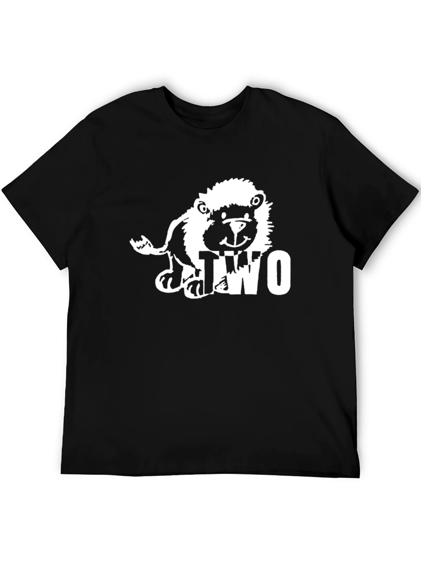Cute Lion Two Graphic Black T-Shirt