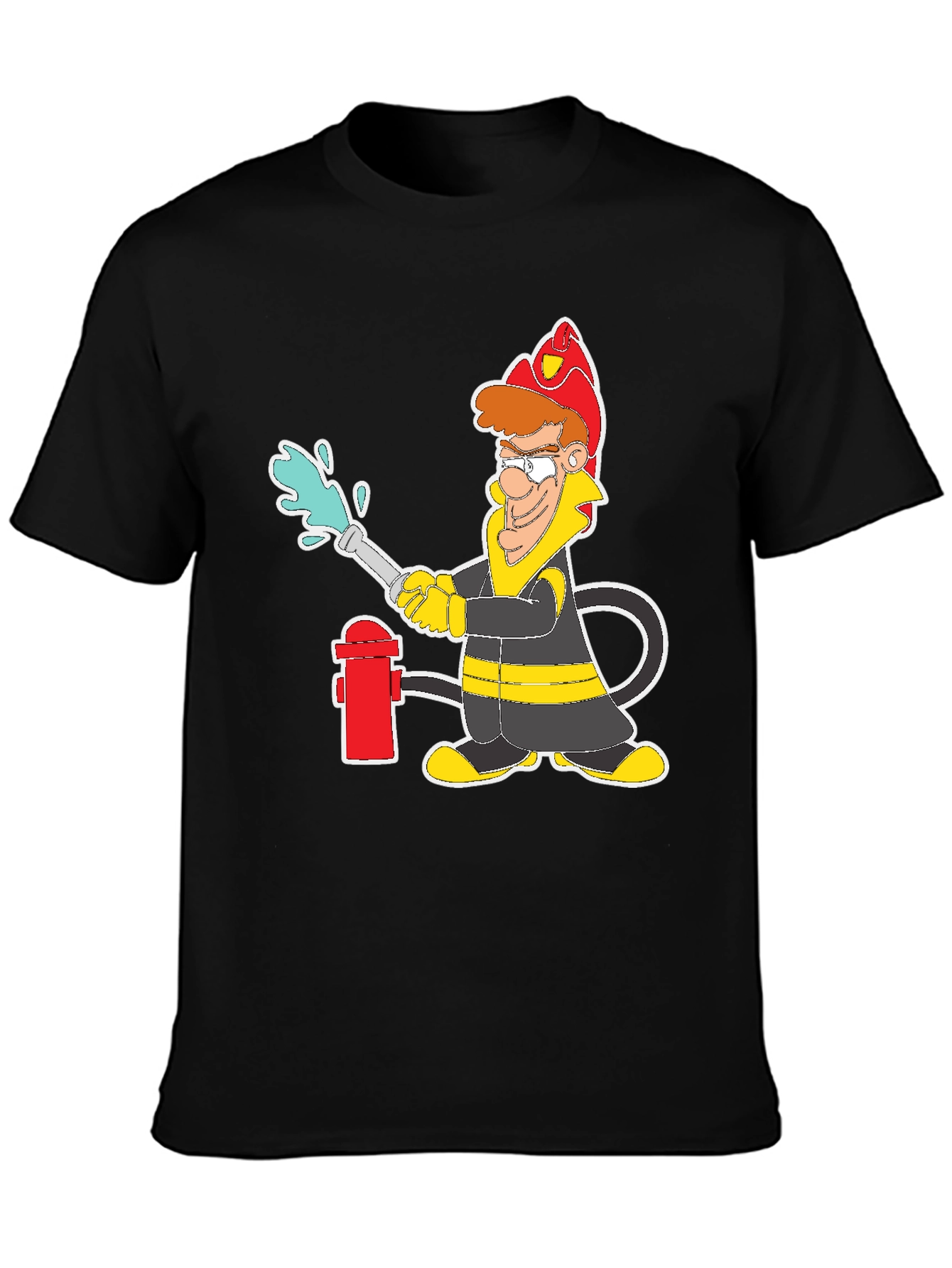 Firefighter Cartoon Graphic T-Shirt