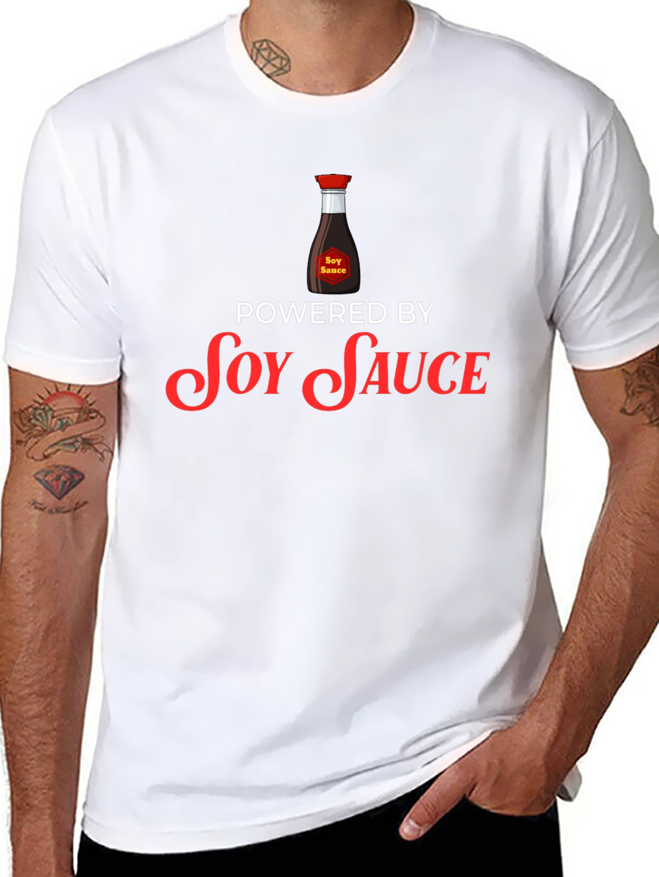Soy Sauce Powered Graphic T-Shirt - Black Cotton Blend