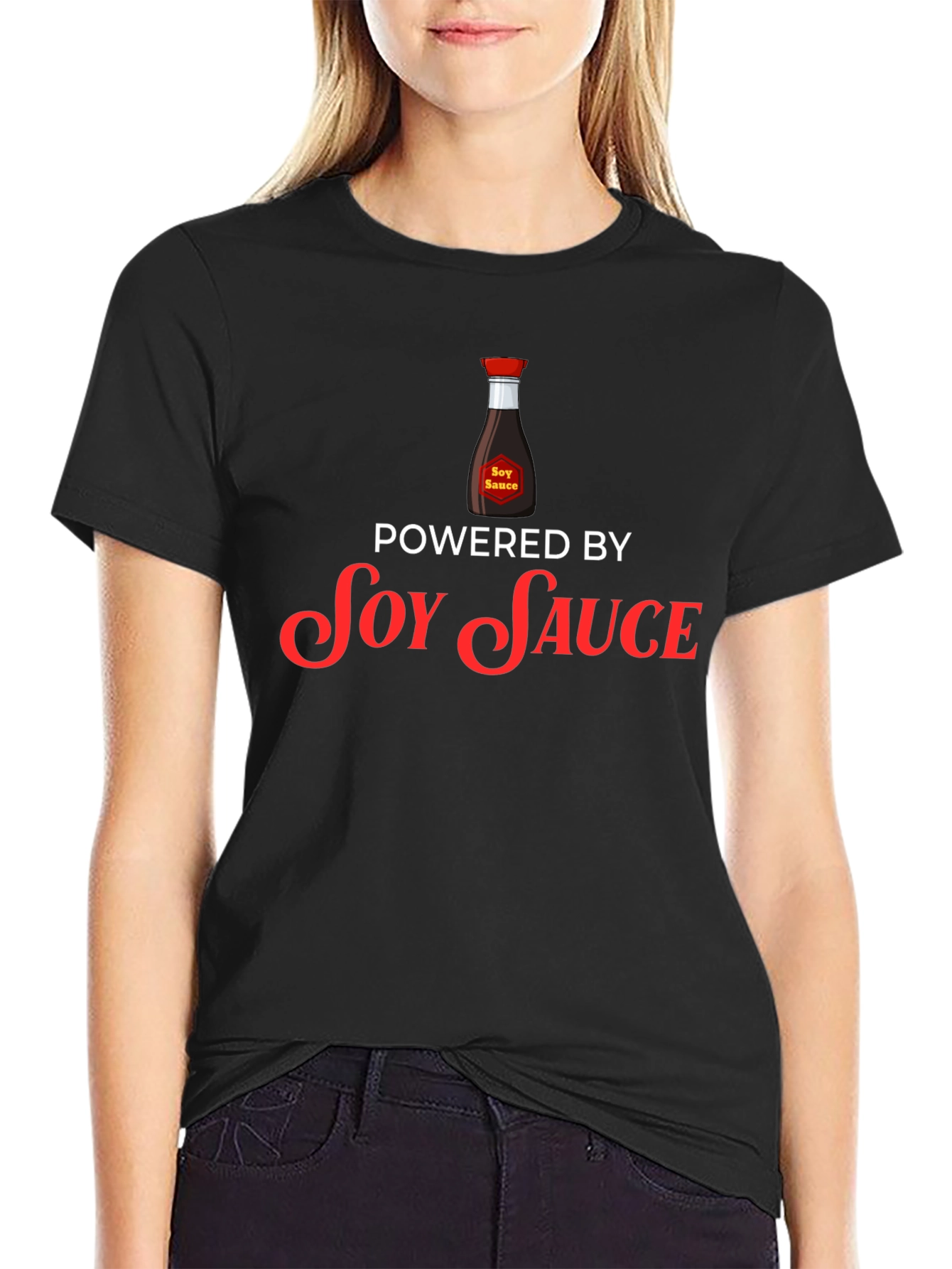 Soy Sauce Powered Graphic T-Shirt - Black Cotton Blend