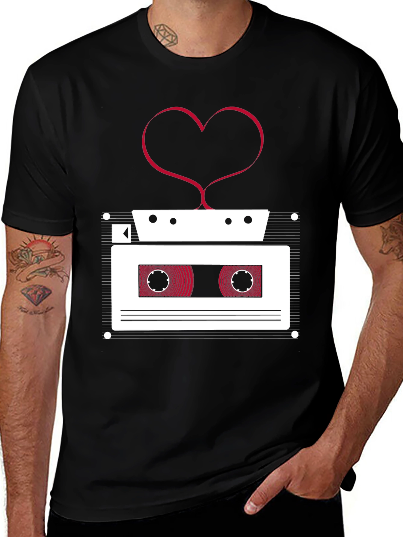 Retro Cassette Tape Heart T-Shirt - Music Lover Tee