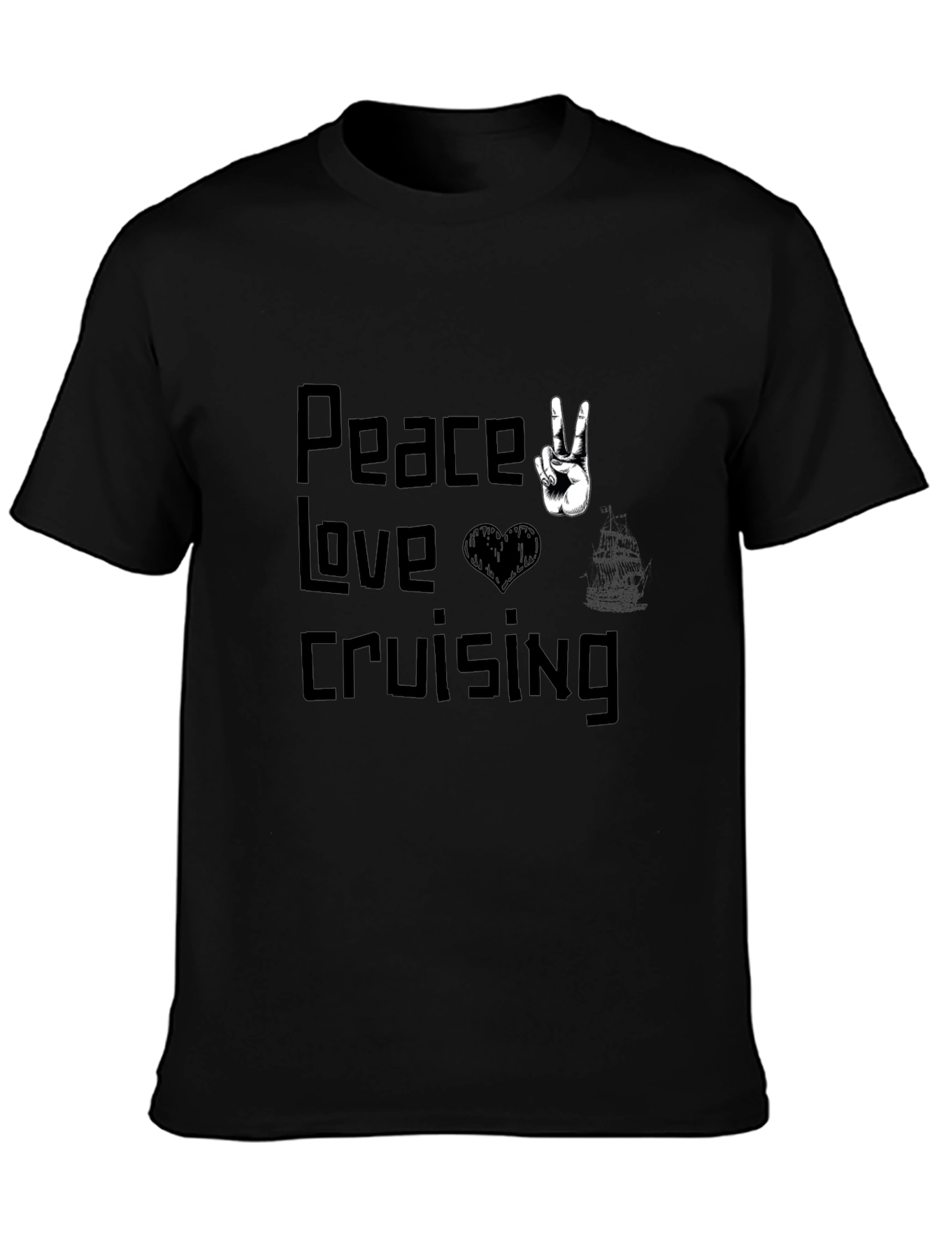 Peace Love Cruising Black Graphic T-Shirt