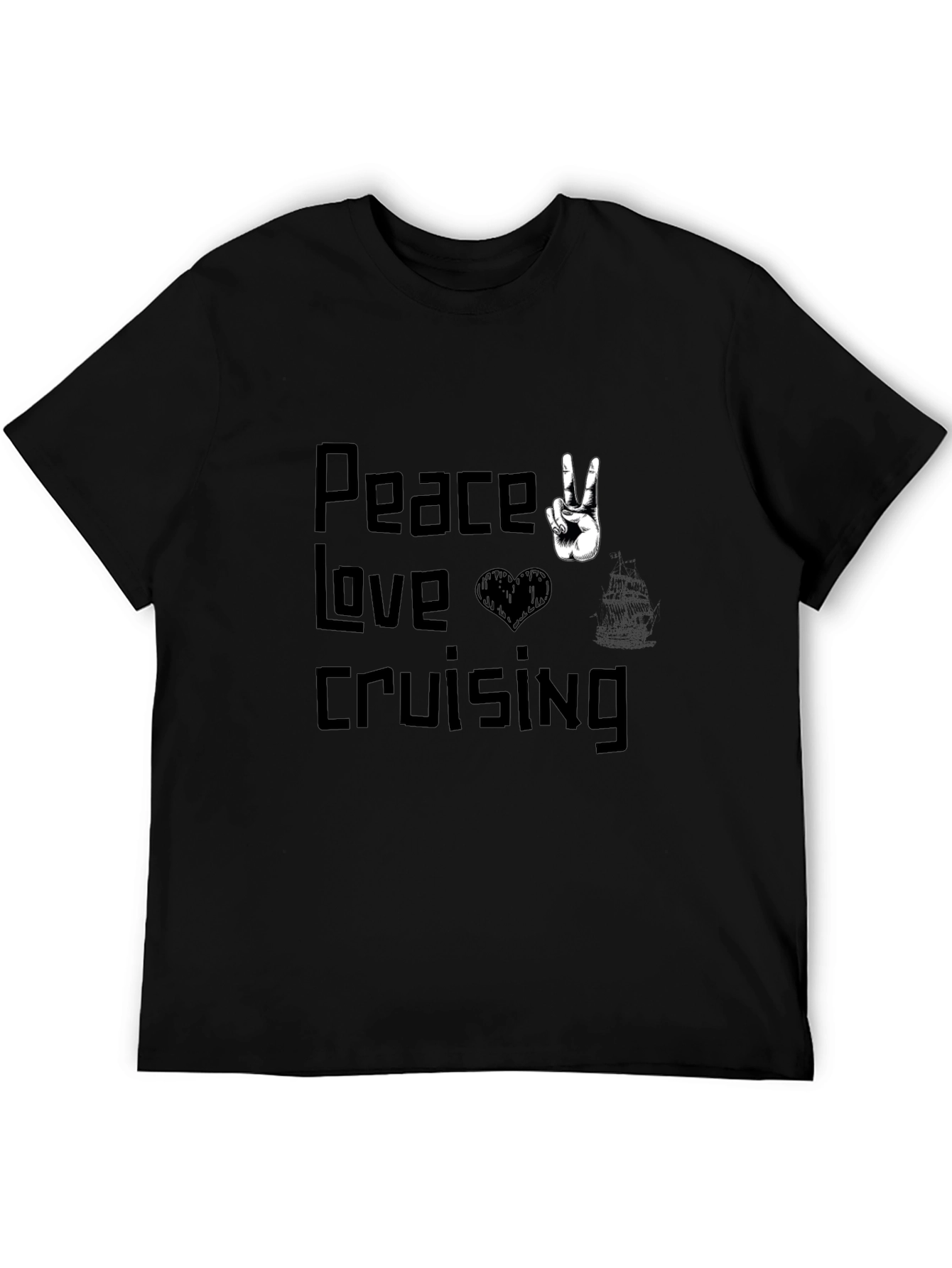 Peace Love Cruising Black Graphic T-Shirt