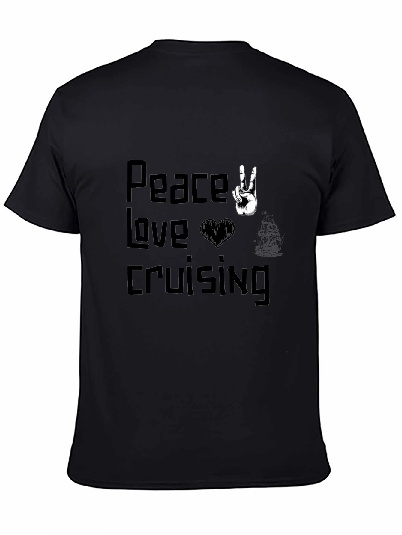 Peace Love Cruising Black Graphic T-Shirt