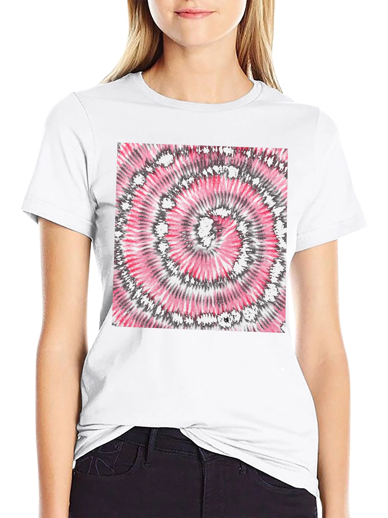 Retro Tie-Dye Graphic Tee - Classic Black