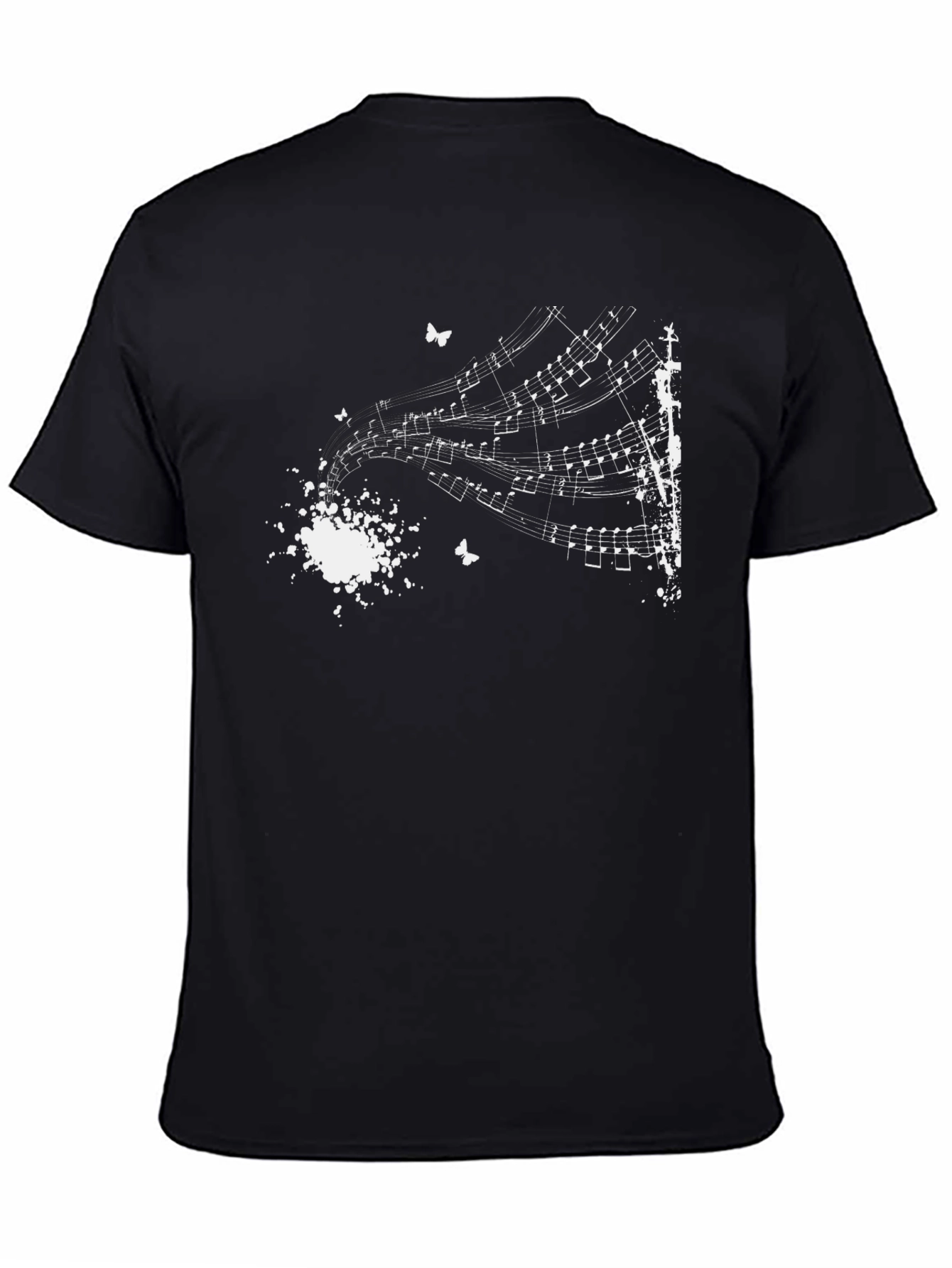 Musical Notes Graphic Tee - Black Cotton Blend