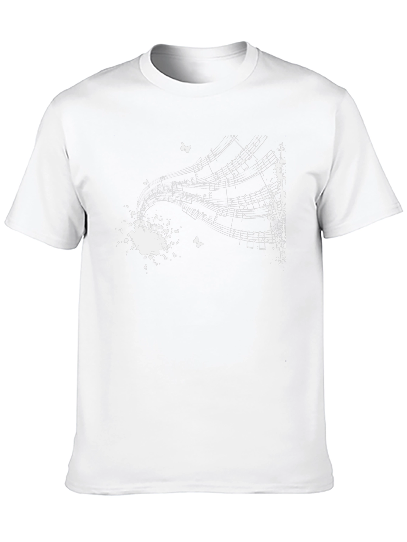 Musical Notes Graphic Tee - Black Cotton Blend