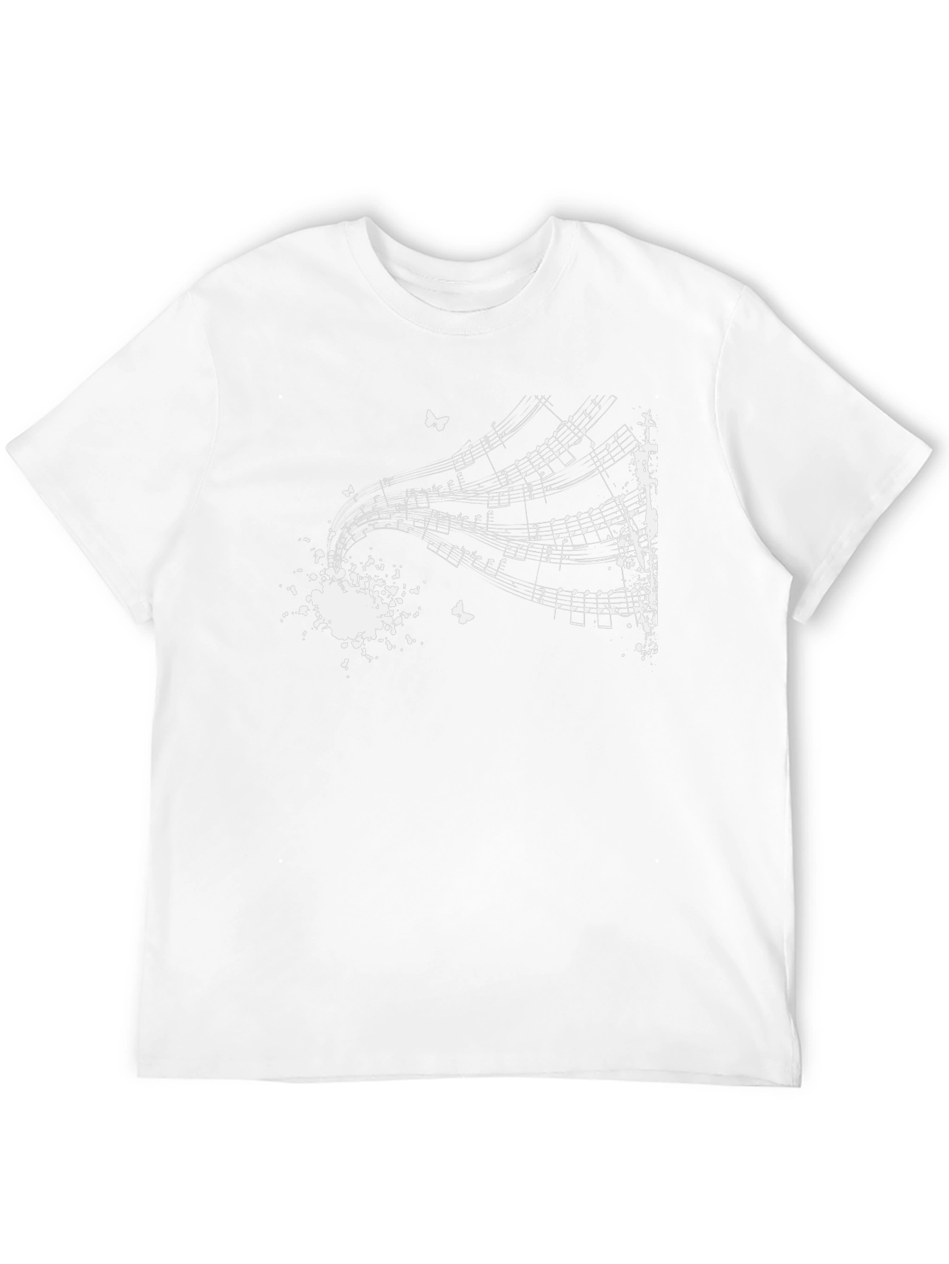 Musical Notes Graphic Tee - Black Cotton Blend