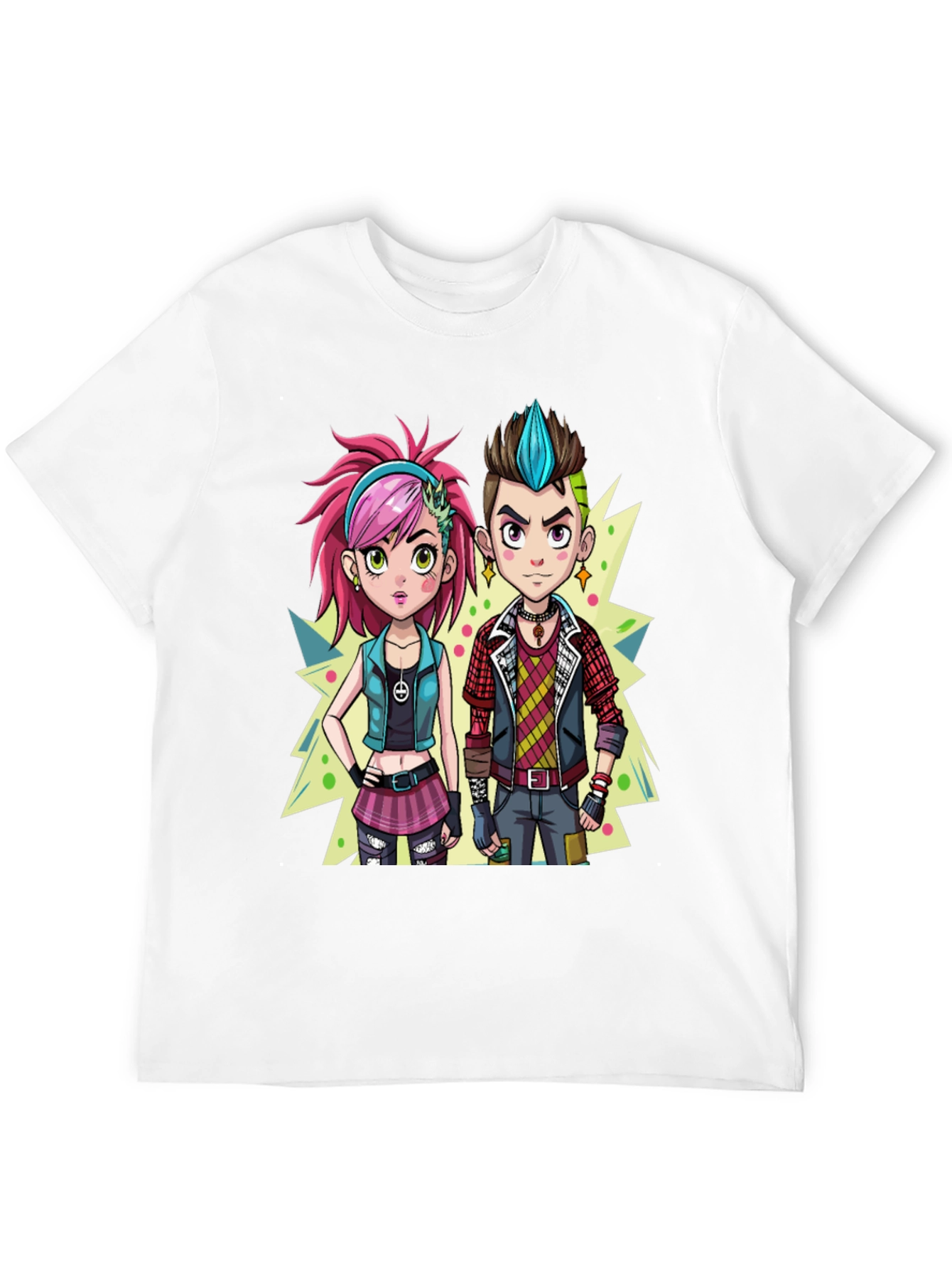 Cartoon Couple Black Graphic Tee