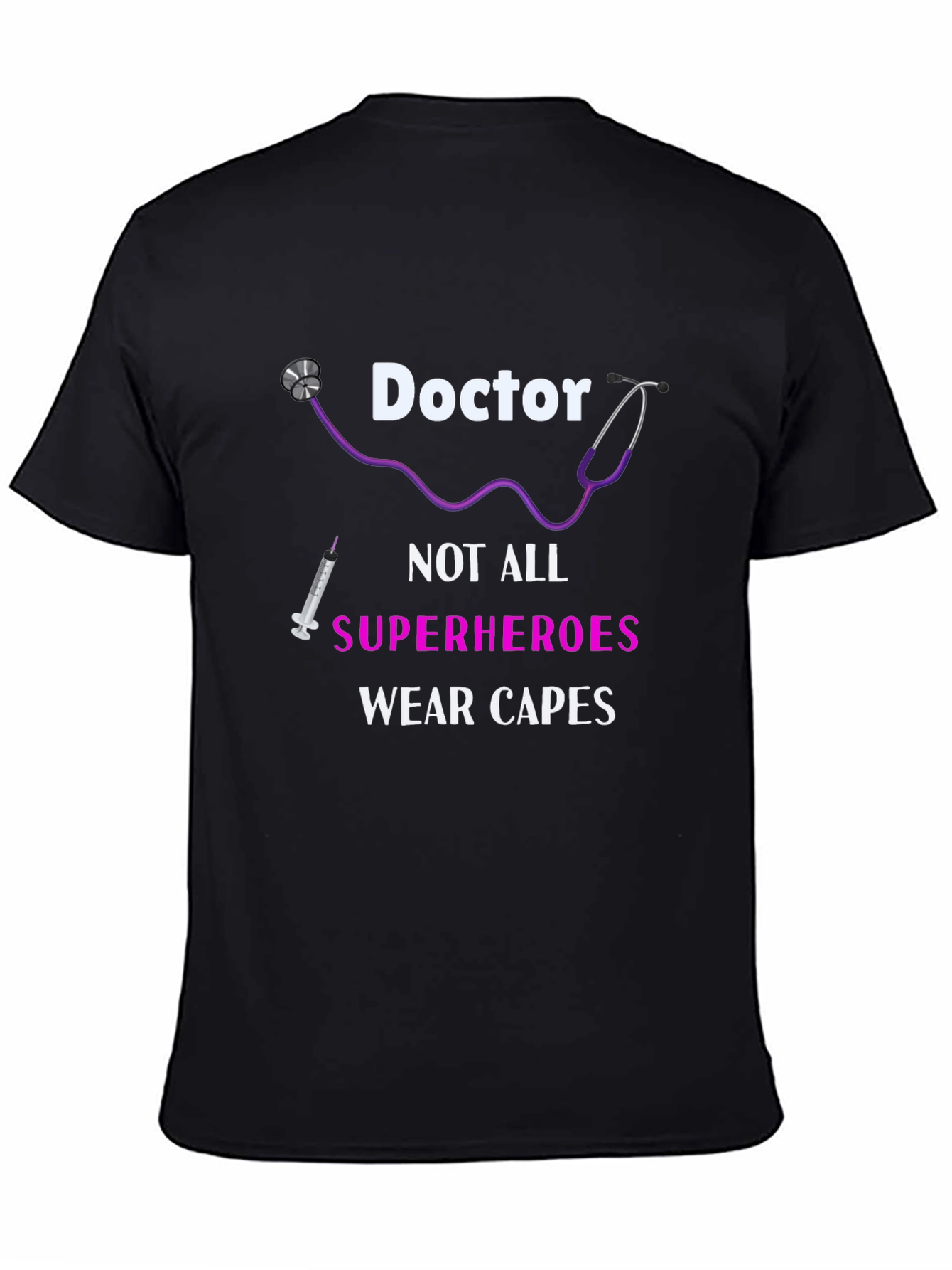 Doctor Superhero Graphic Tee - Black Cotton T-Shirt